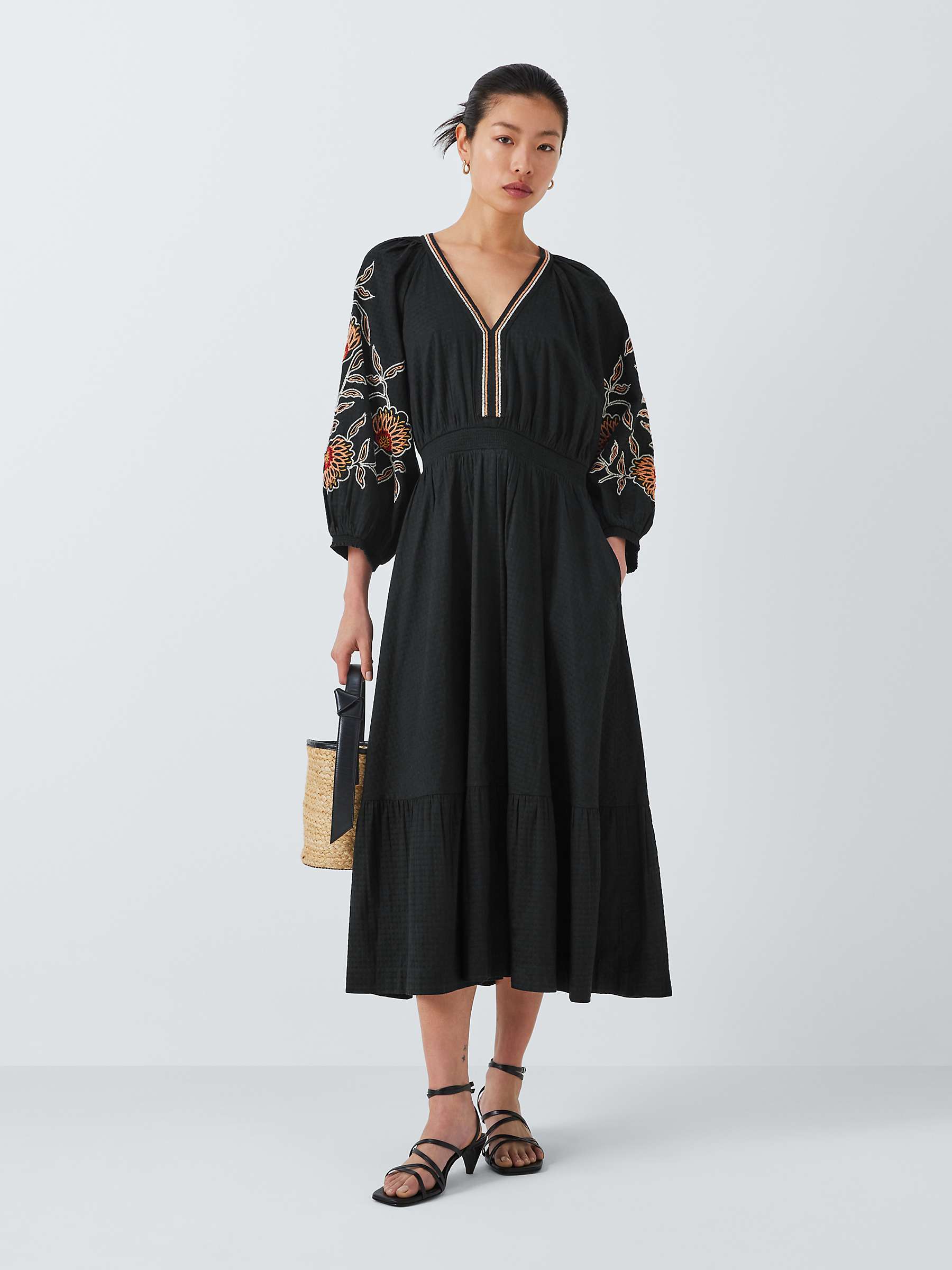 Buy AND/OR Nirvana Embroidered Dress, Black Online at johnlewis.com