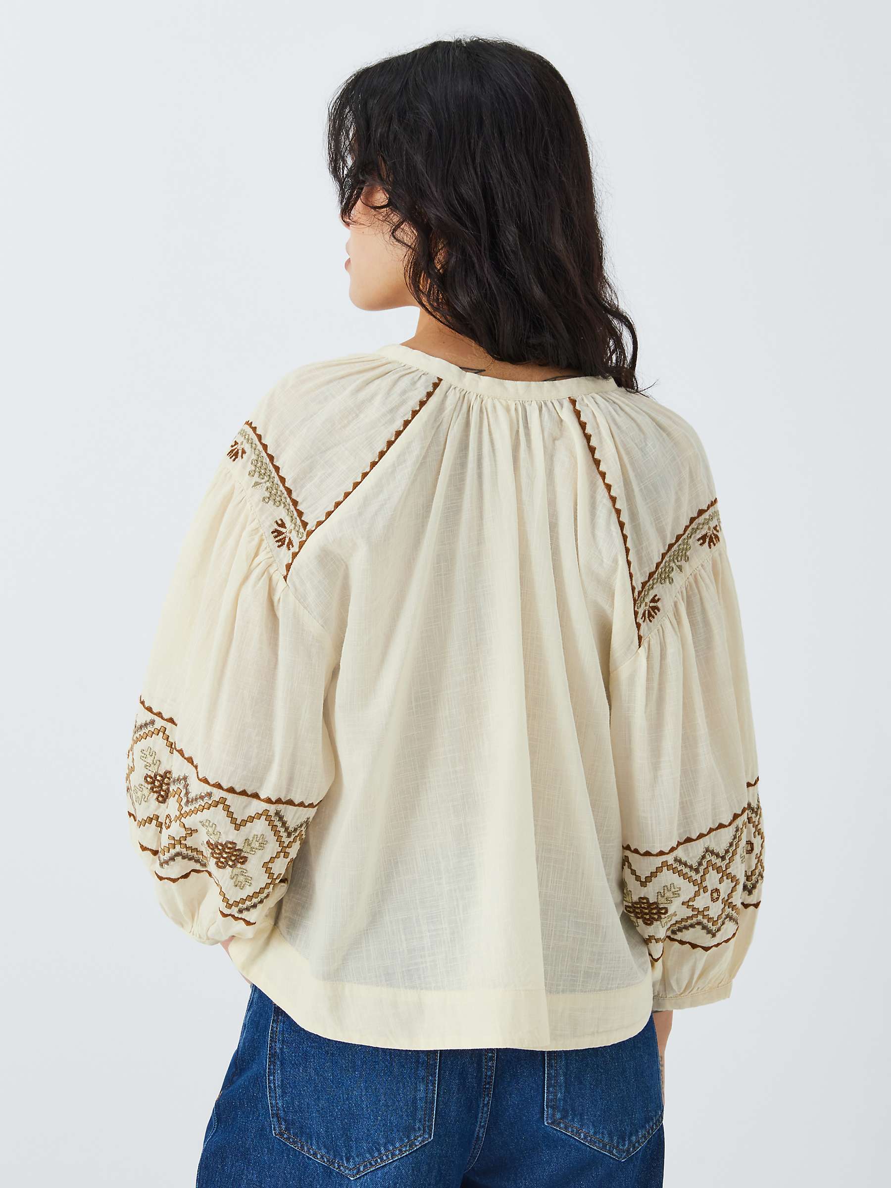 Buy AND/OR Jamal Embroidered Blouse, Cream Online at johnlewis.com