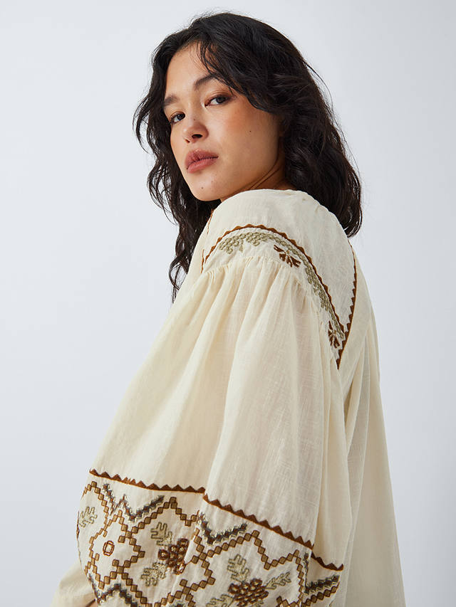 AND/OR Jamal Embroidered Blouse, Cream