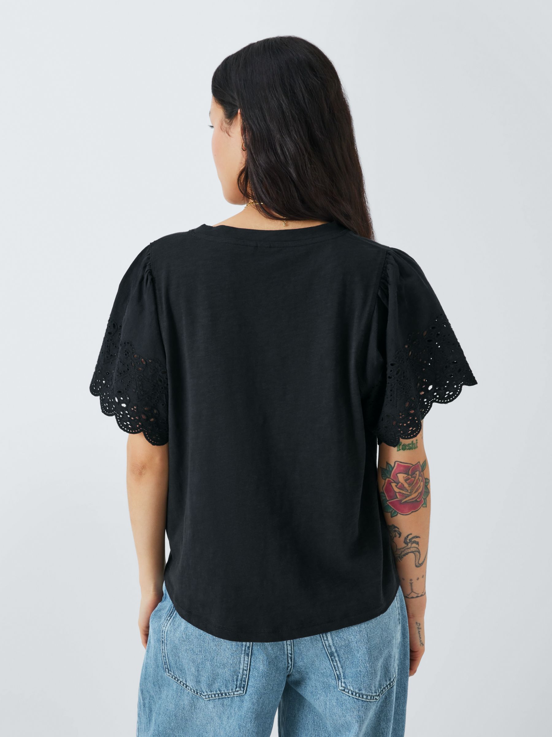 Buy AND/OR Bobby Broderie Anglaise Sleeve T-Shirt Online at johnlewis.com