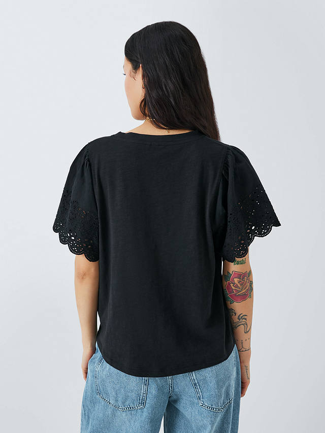 AND/OR Bobby Broderie Anglaise Sleeve T-Shirt, Black