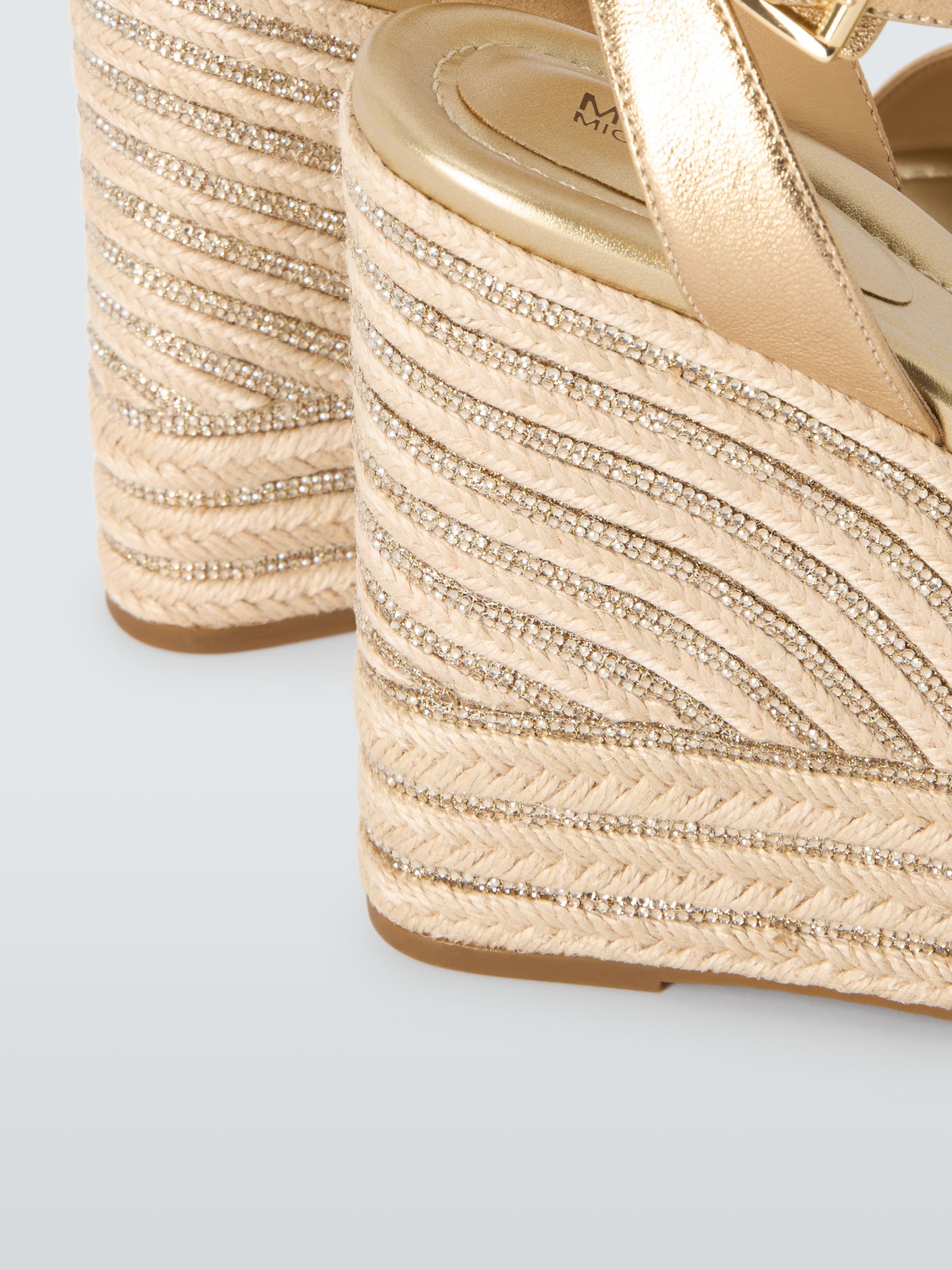 Michael Kors Leighton Embellished Wedge Heel Espadrille Sandals, Pale Gold, 7