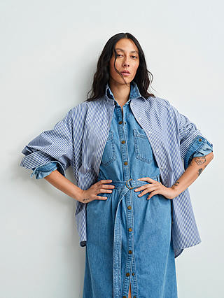 AND/OR Kitty Denim Shirt Dress, Mid Blue