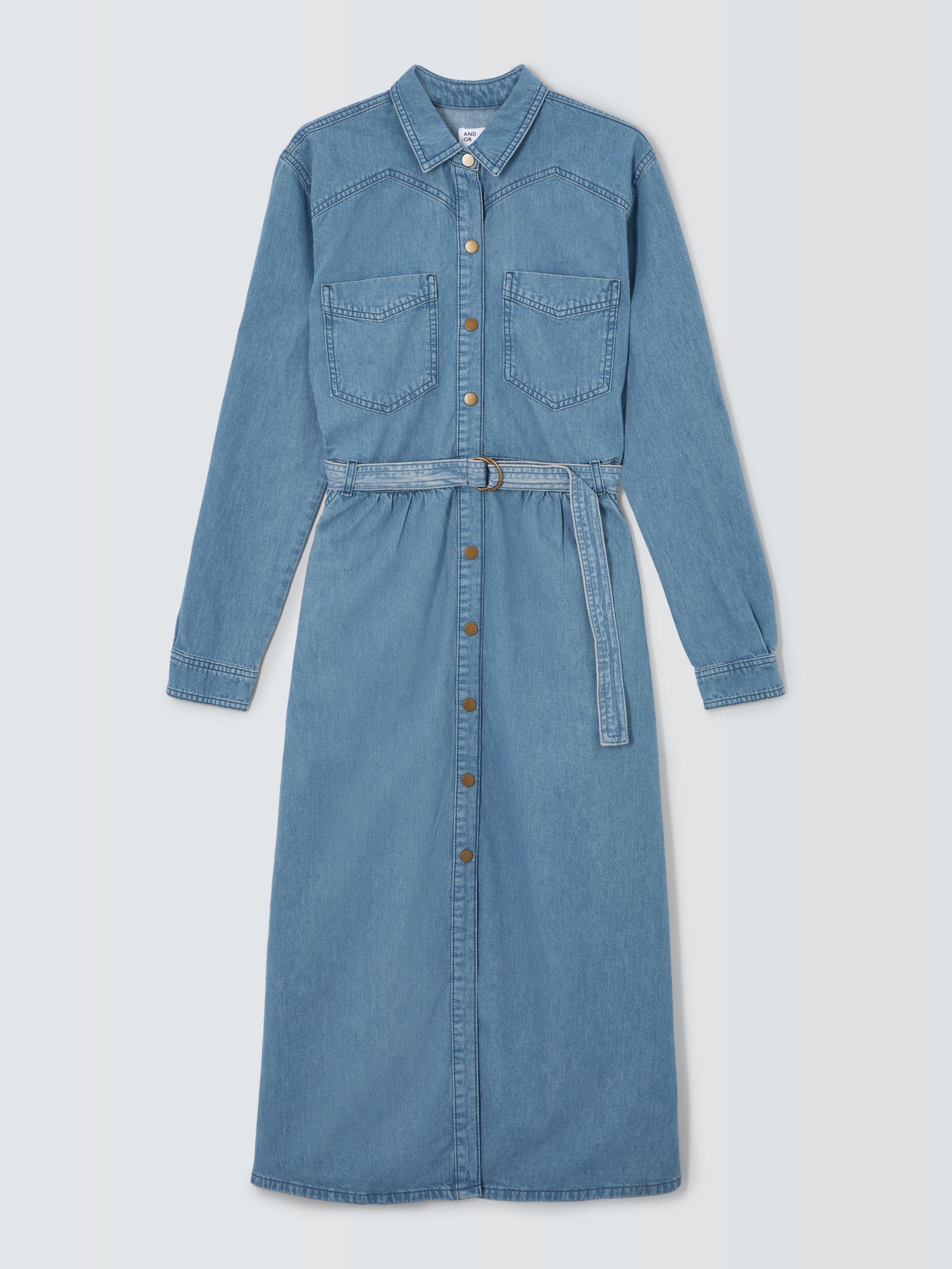 AND/OR Kitty Denim Shirt Dress, Mid Blue, 6