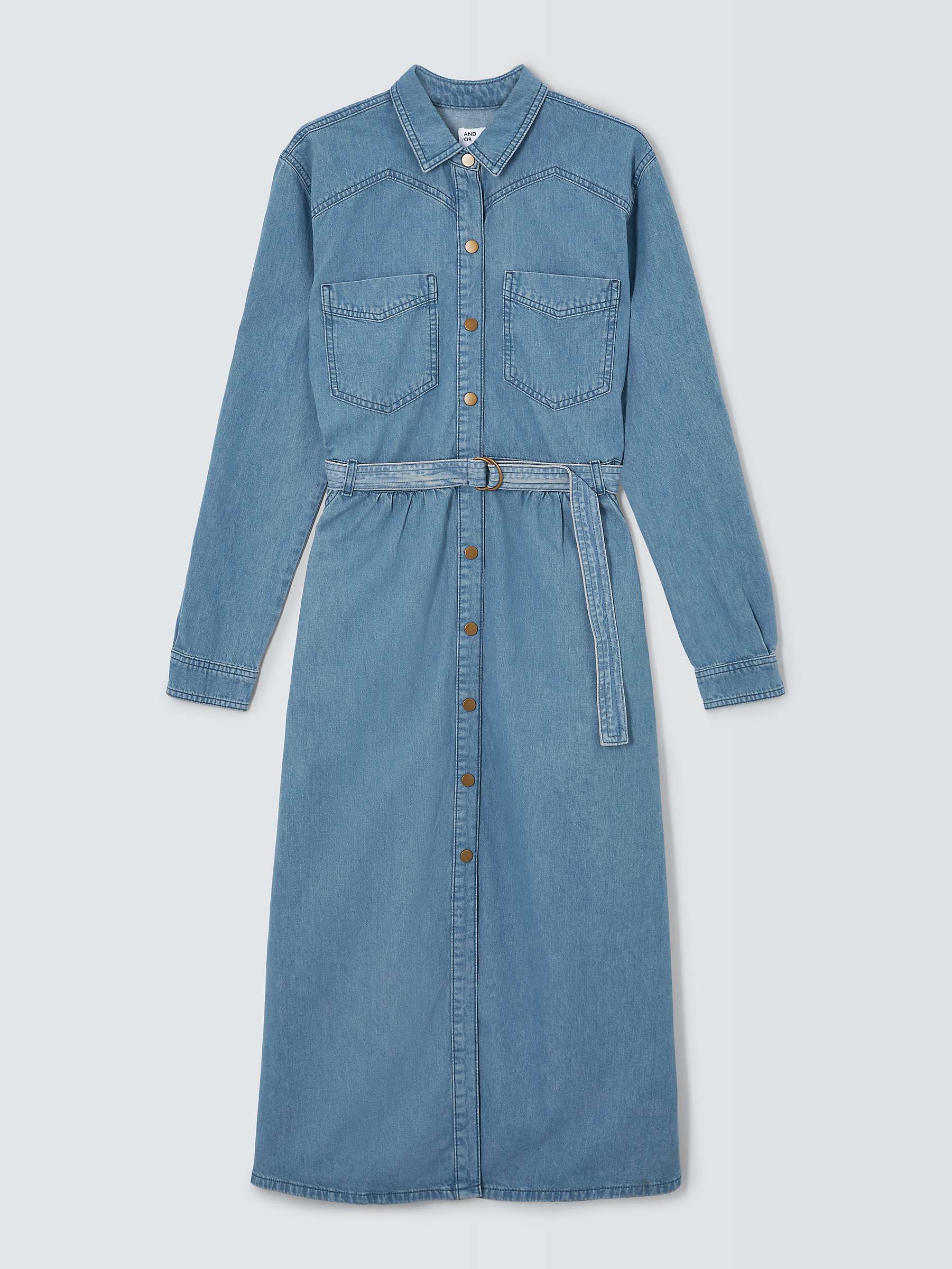 Buy AND/OR Kitty Denim Shirt Dress, Mid Blue Online at johnlewis.com