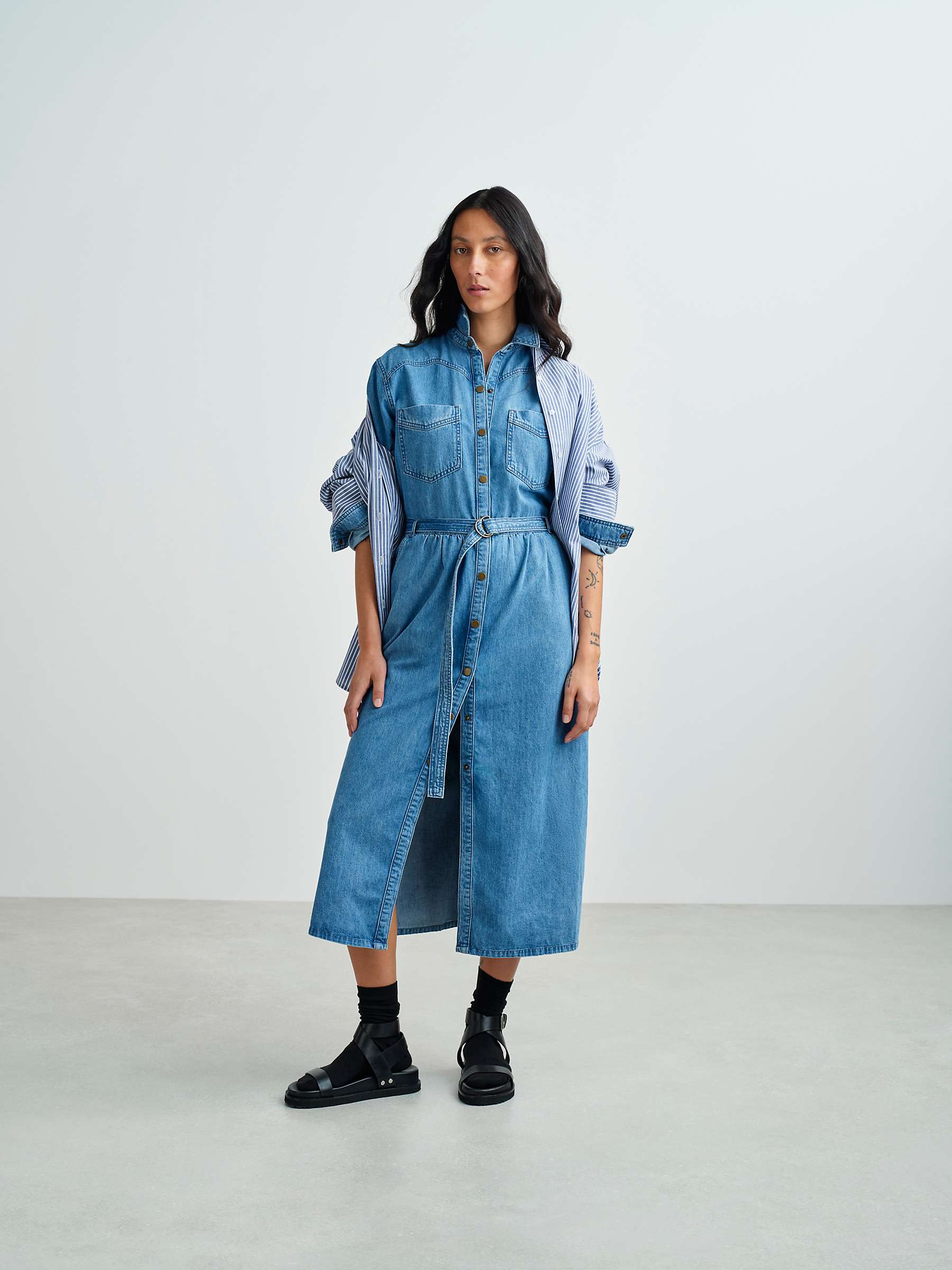Buy AND/OR Kitty Denim Shirt Dress, Mid Blue Online at johnlewis.com