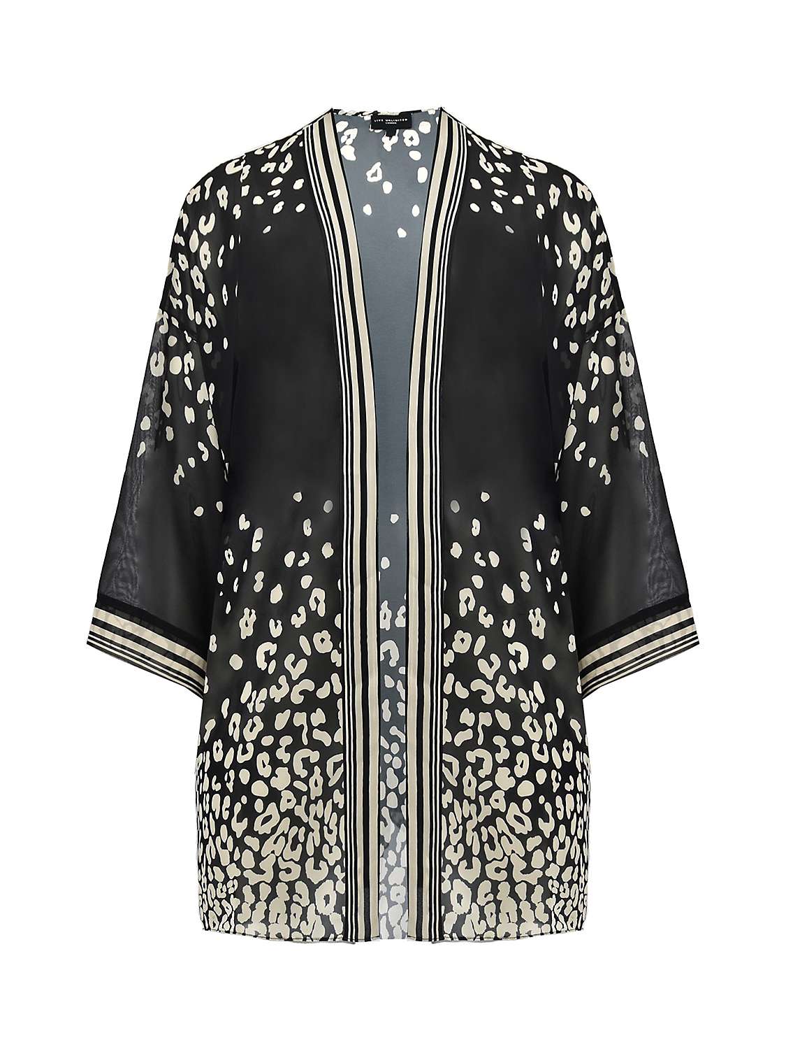 Buy Live Unlimited Curve Leopard Print Chiffon Kimono, Black/White Online at johnlewis.com