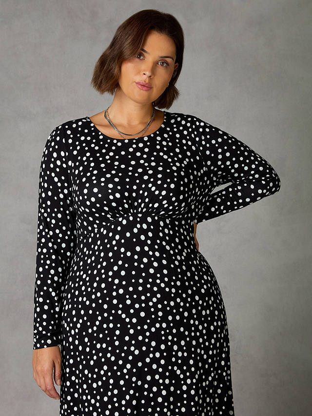 Live Unlimited Curve Mono Spot Midi Dress, Black/White