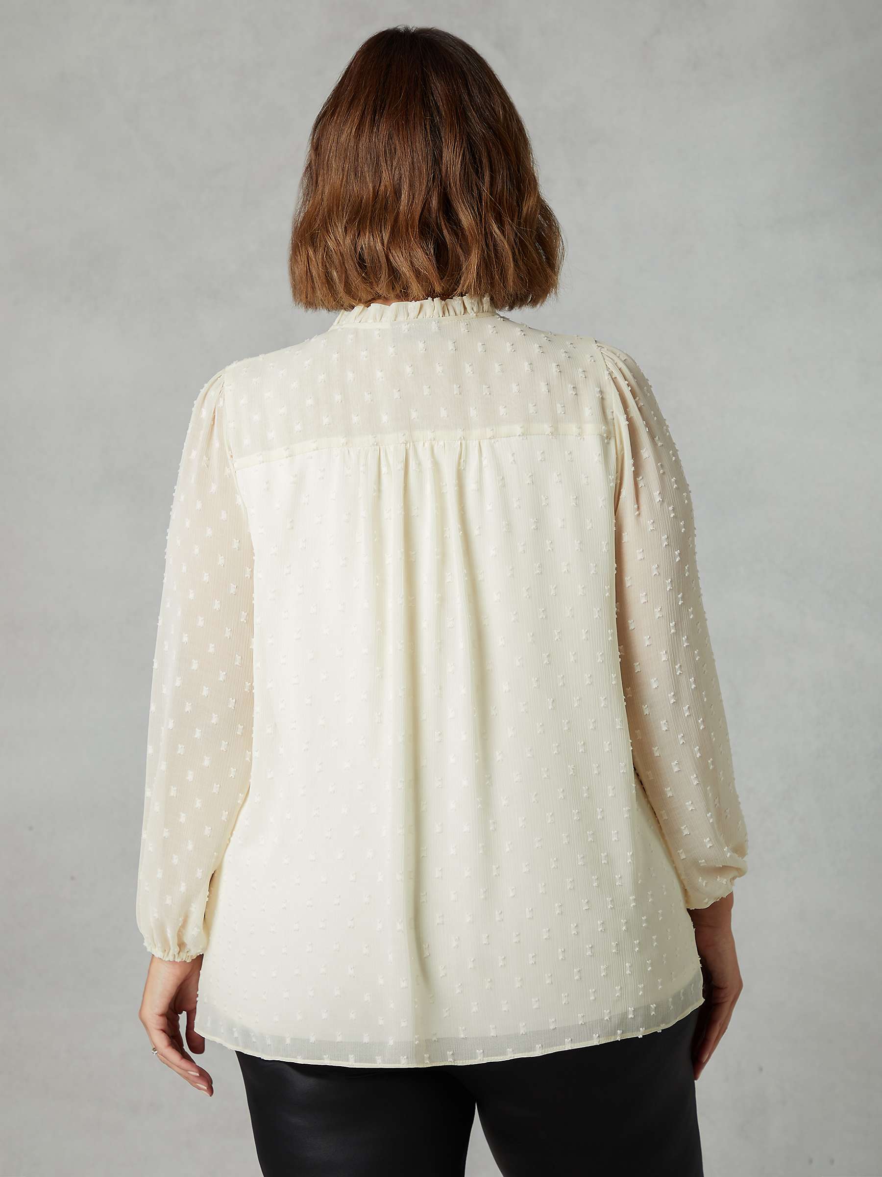 Buy Live Unlimited Curve Dobby Ruched Front Blouse, Ivory Online at johnlewis.com