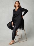 Live Unlimited Curve Satin Front High Low Tunic, Black