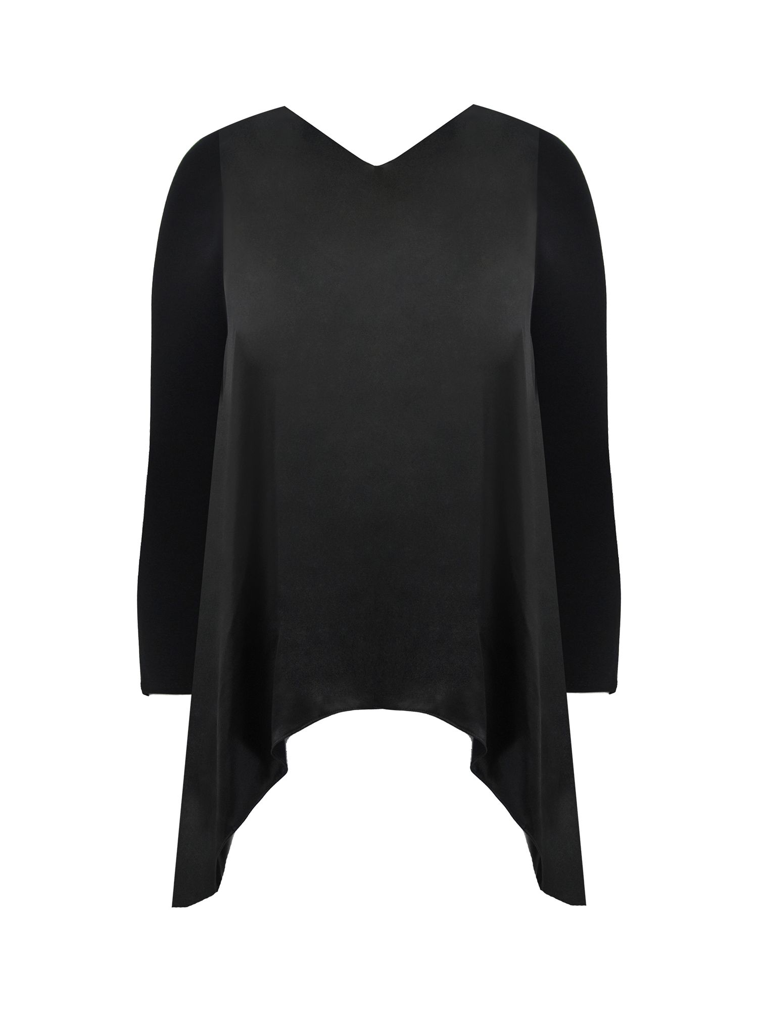 Live Unlimited Curve Satin Front High Low Tunic, Black at John Lewis ...