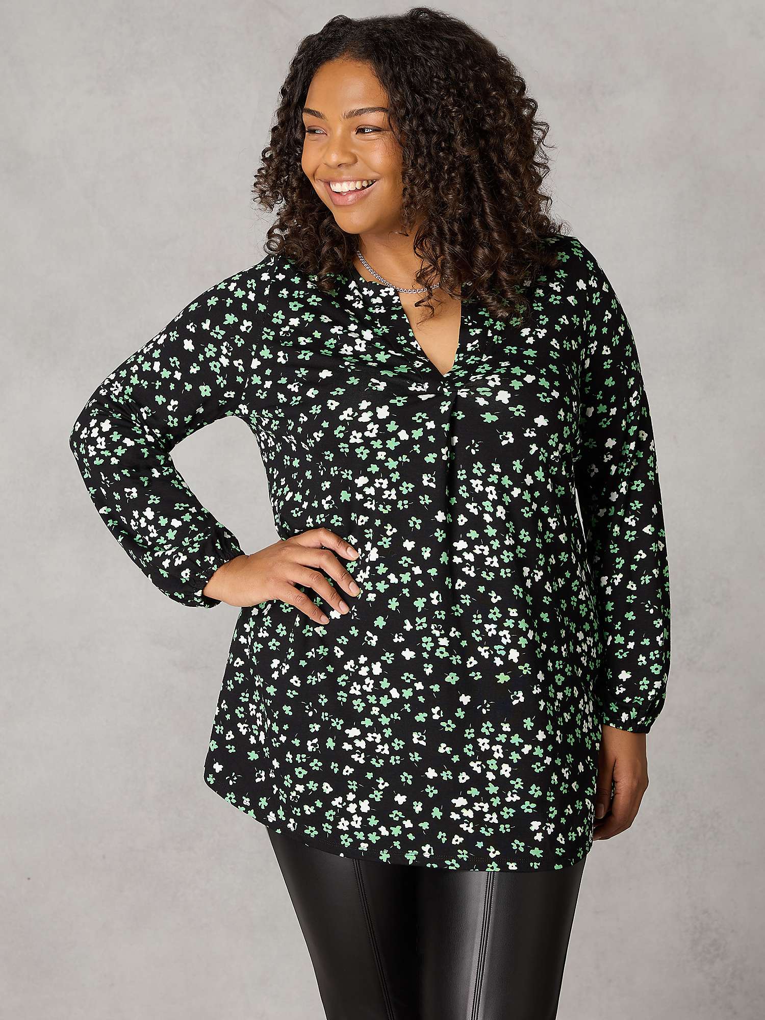 Buy Live Unlimited Curve Ditsy Print Tunic, Green Online at johnlewis.com
