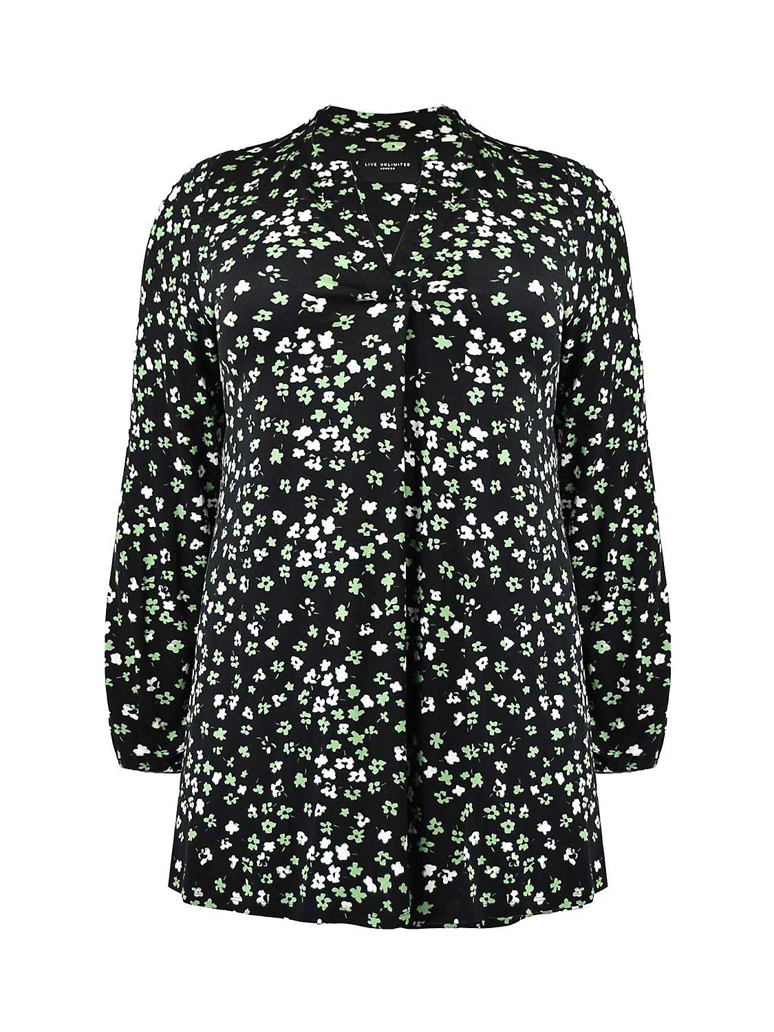 Live Unlimited Curve Ditsy Print Tunic, Green at John Lewis & Partners