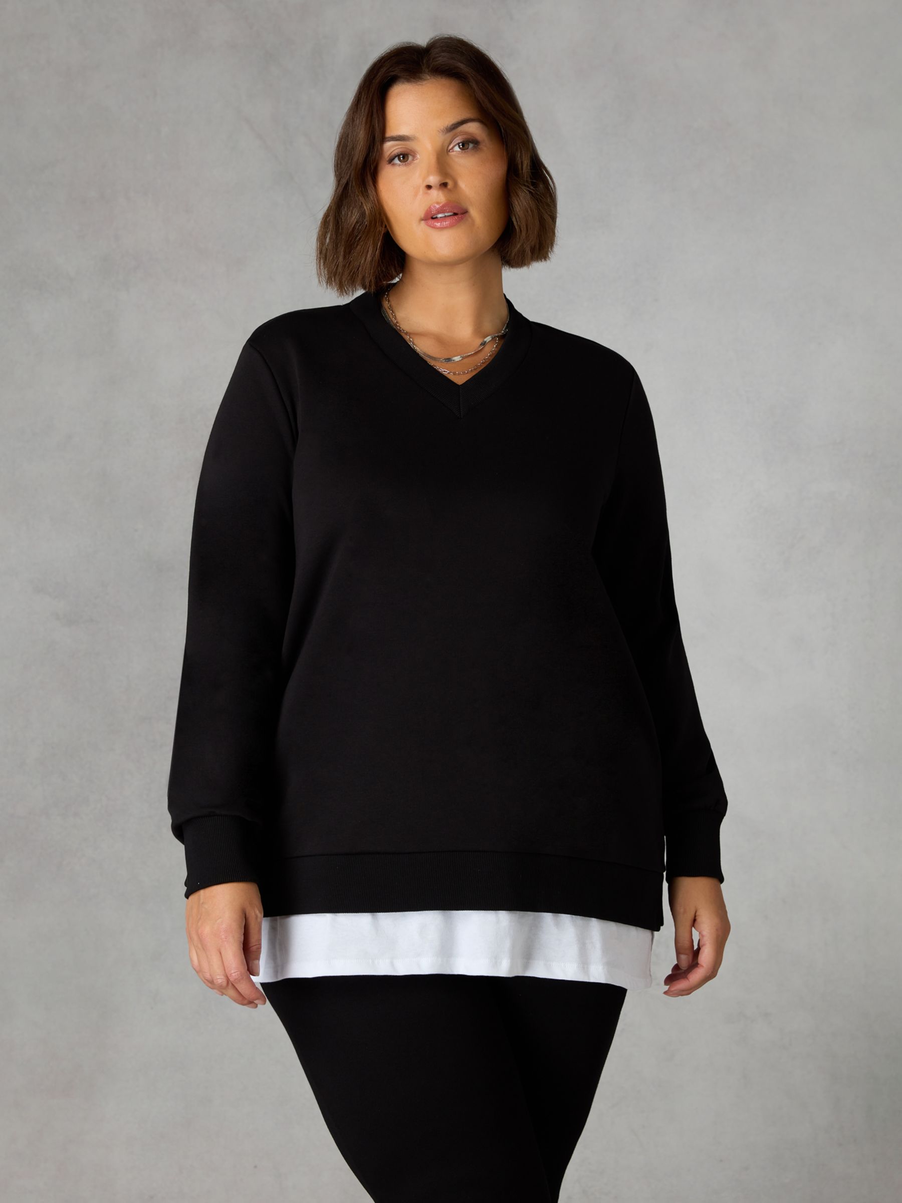 Live Unlimited Curve V-Neck Relaxed Fit Sweatshirt, Black