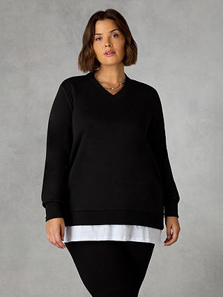 Live Unlimited Curve V-Neck Relaxed Fit Sweatshirt, Black
