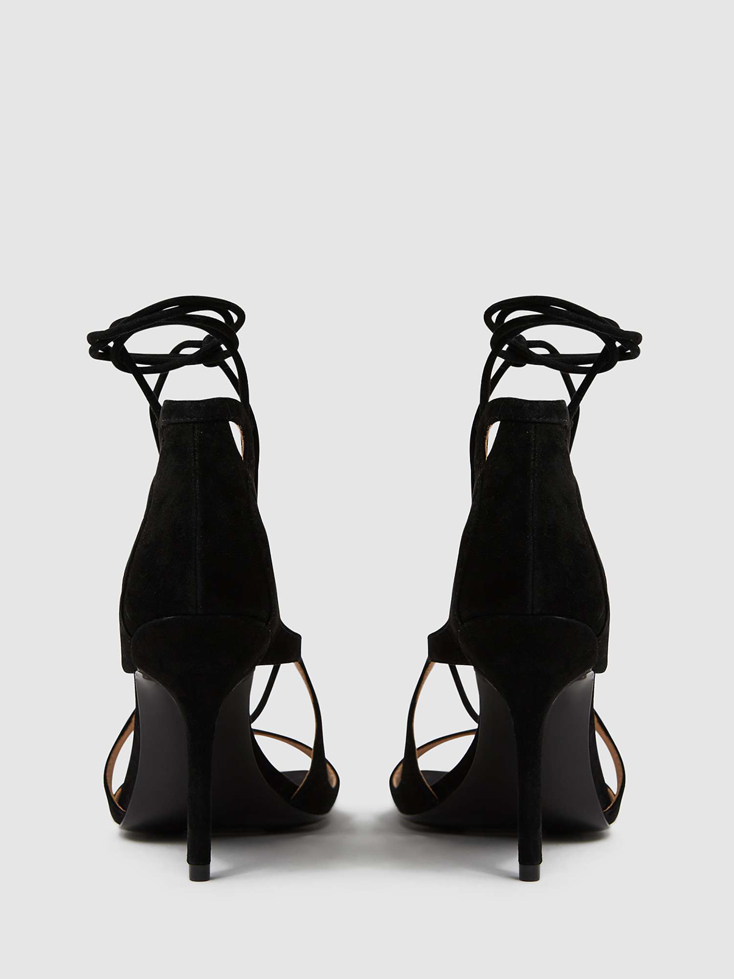 Buy Reiss Kate Cross Strap High Heel Suede Sandals, Black Online at johnlewis.com