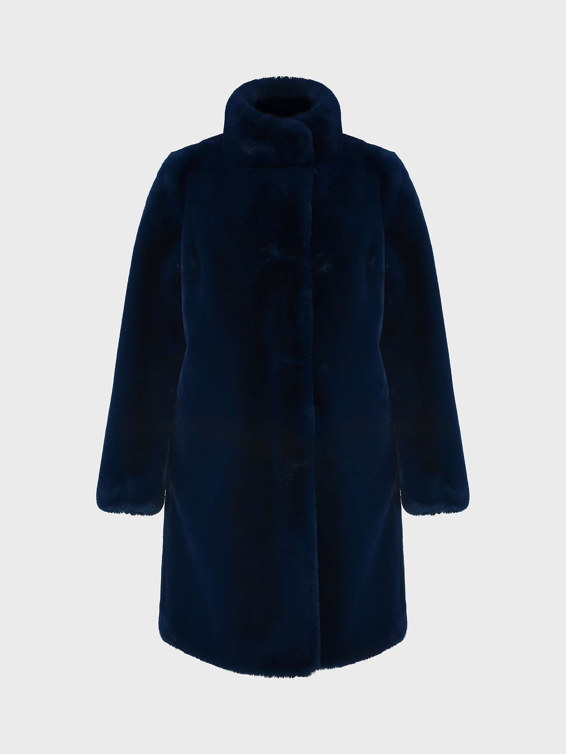 Buy Hobbs Petite Maddox Faux Fur Coat, Steel Blue Online at johnlewis.com