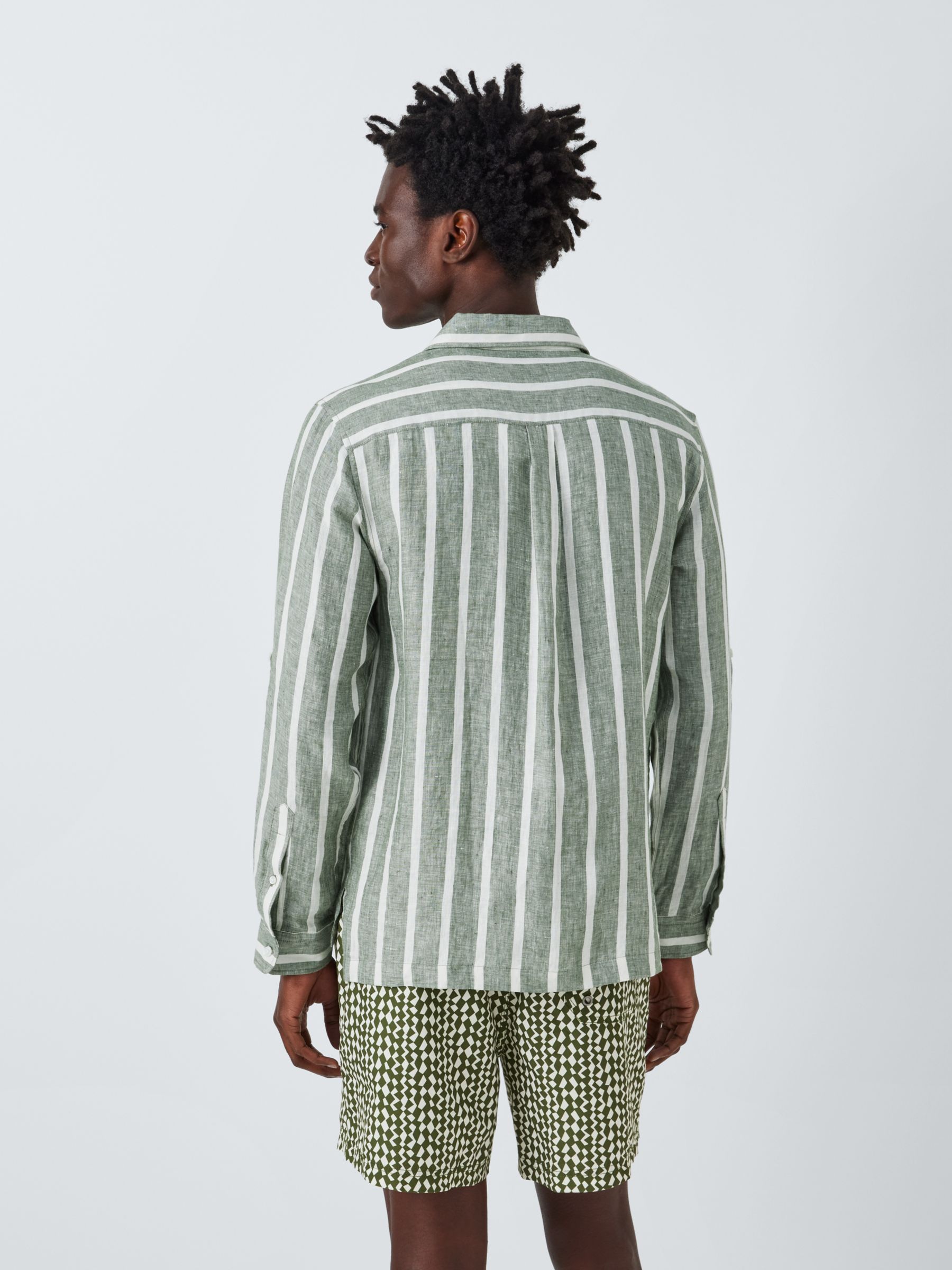 Buy John Lewis Striped Linen Beach Shirt, Green/White Online at johnlewis.com