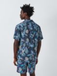 John Lewis Linen Bird Print Short Sleeve Beach Shirt, Multi