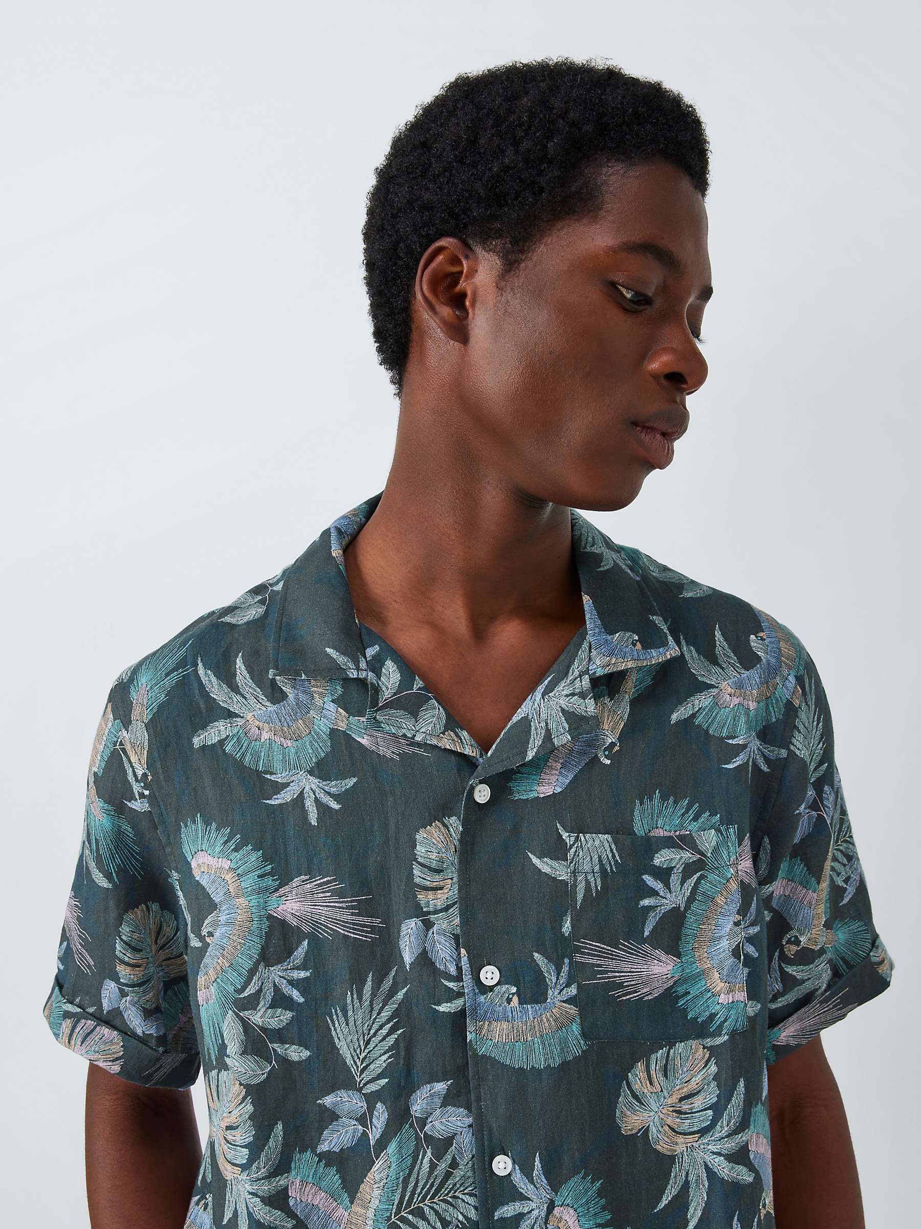 Buy John Lewis Linen Bird Print Short Sleeve Beach Shirt, Multi Online at johnlewis.com