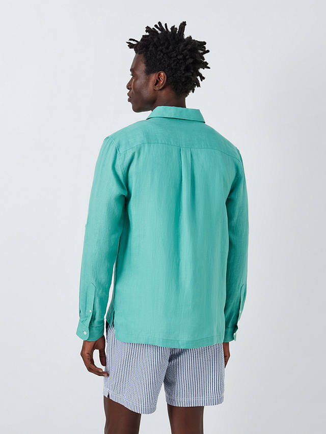 John Lewis Linen Beach Shirt, Green