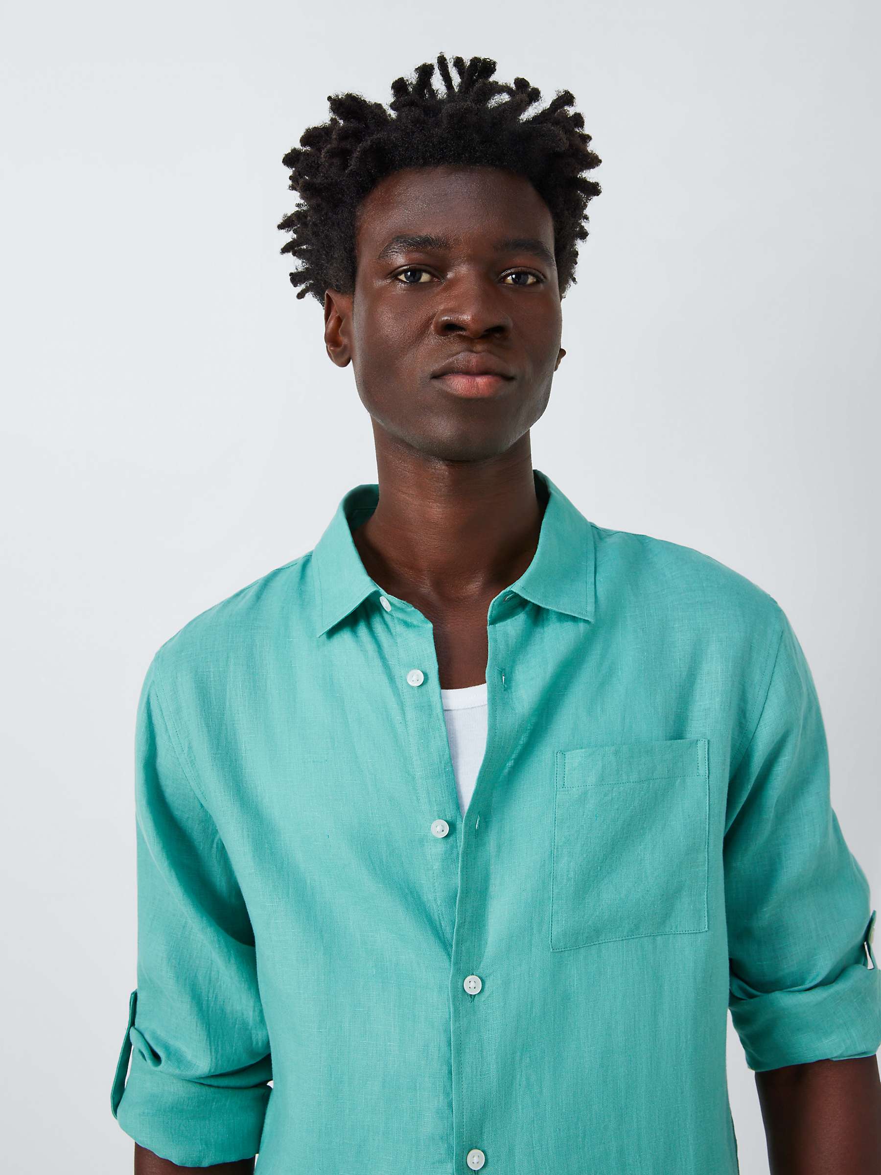 Buy John Lewis Linen Beach Shirt, Green Online at johnlewis.com