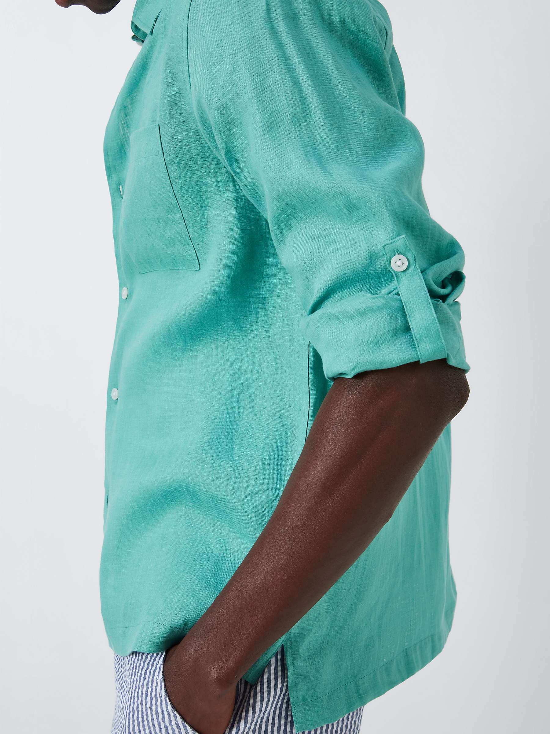 Buy John Lewis Linen Beach Shirt, Green Online at johnlewis.com