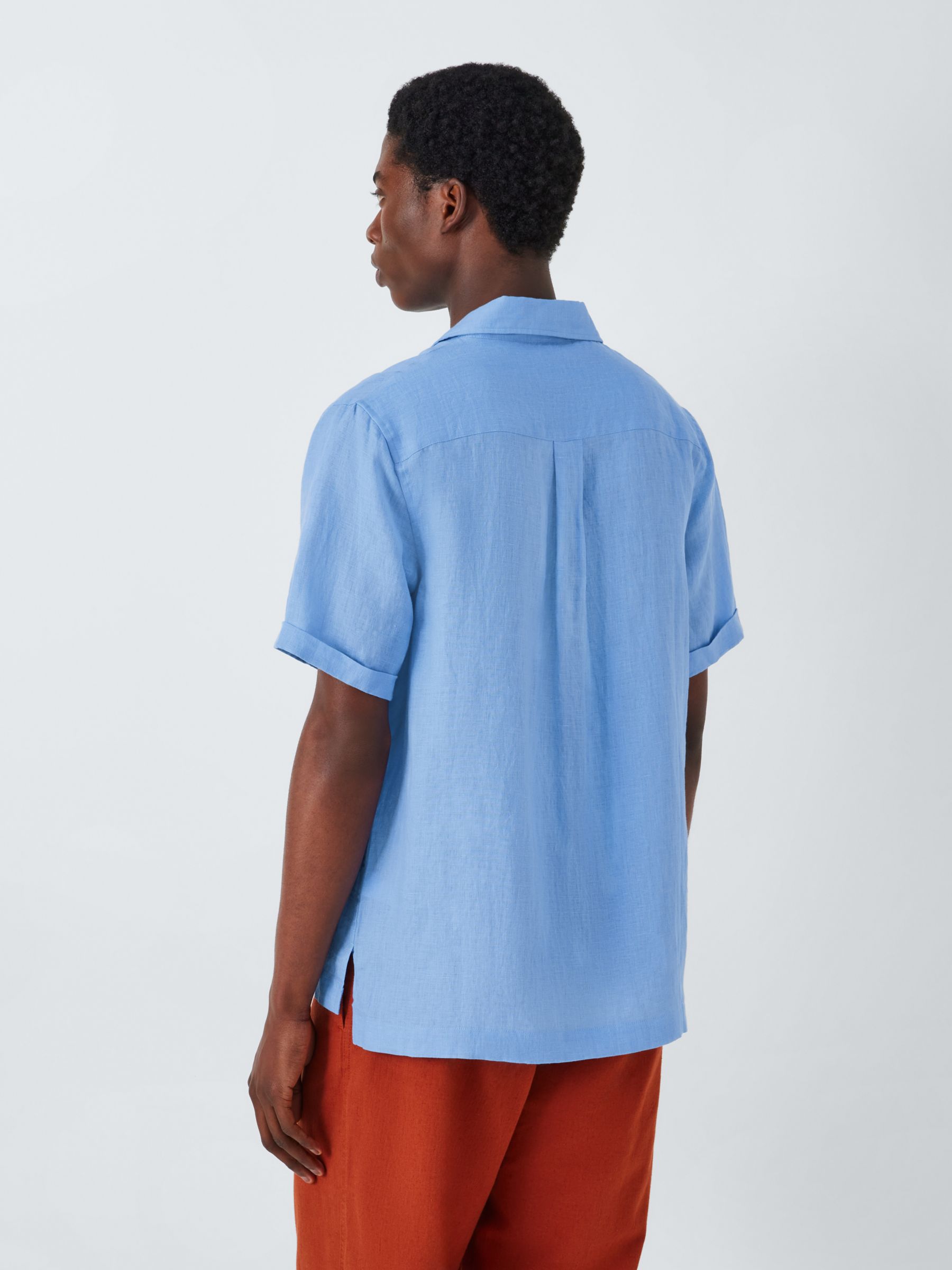 Buy John Lewis Linen Short Sleeve Beach Shirt, Blue Online at johnlewis.com