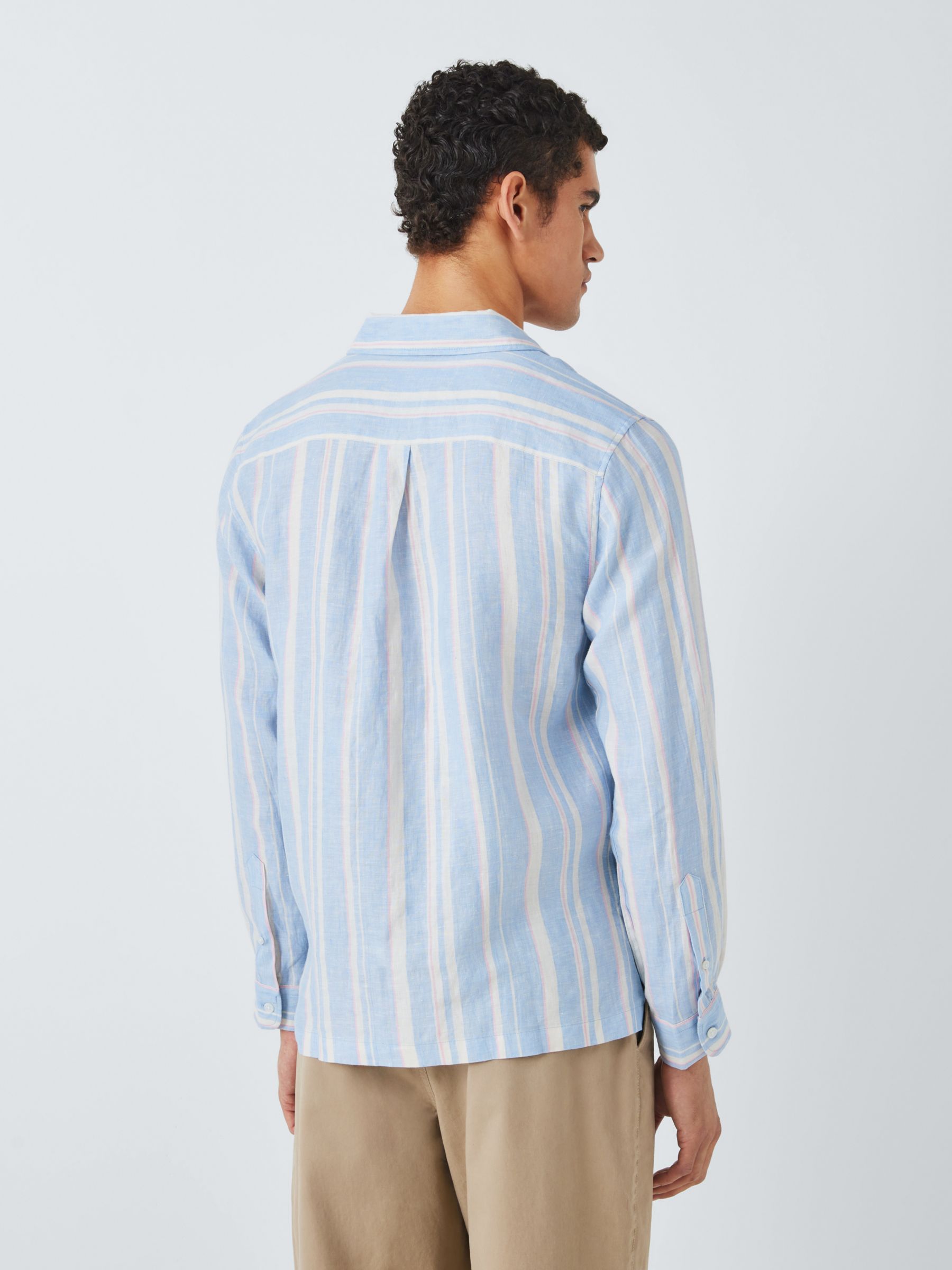 Buy John Lewis Linen Stripe Long Sleeve Beach Shirt, Blue/Multi Online at johnlewis.com