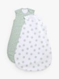 John Lewis ANYDAY Spot Print Baby Sleeping Bag, 0.5 Tog, Pack of 2, Green