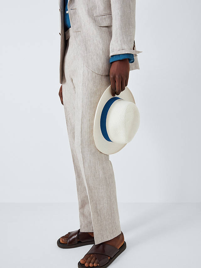 John Lewis Panama Hat, White/Blue
