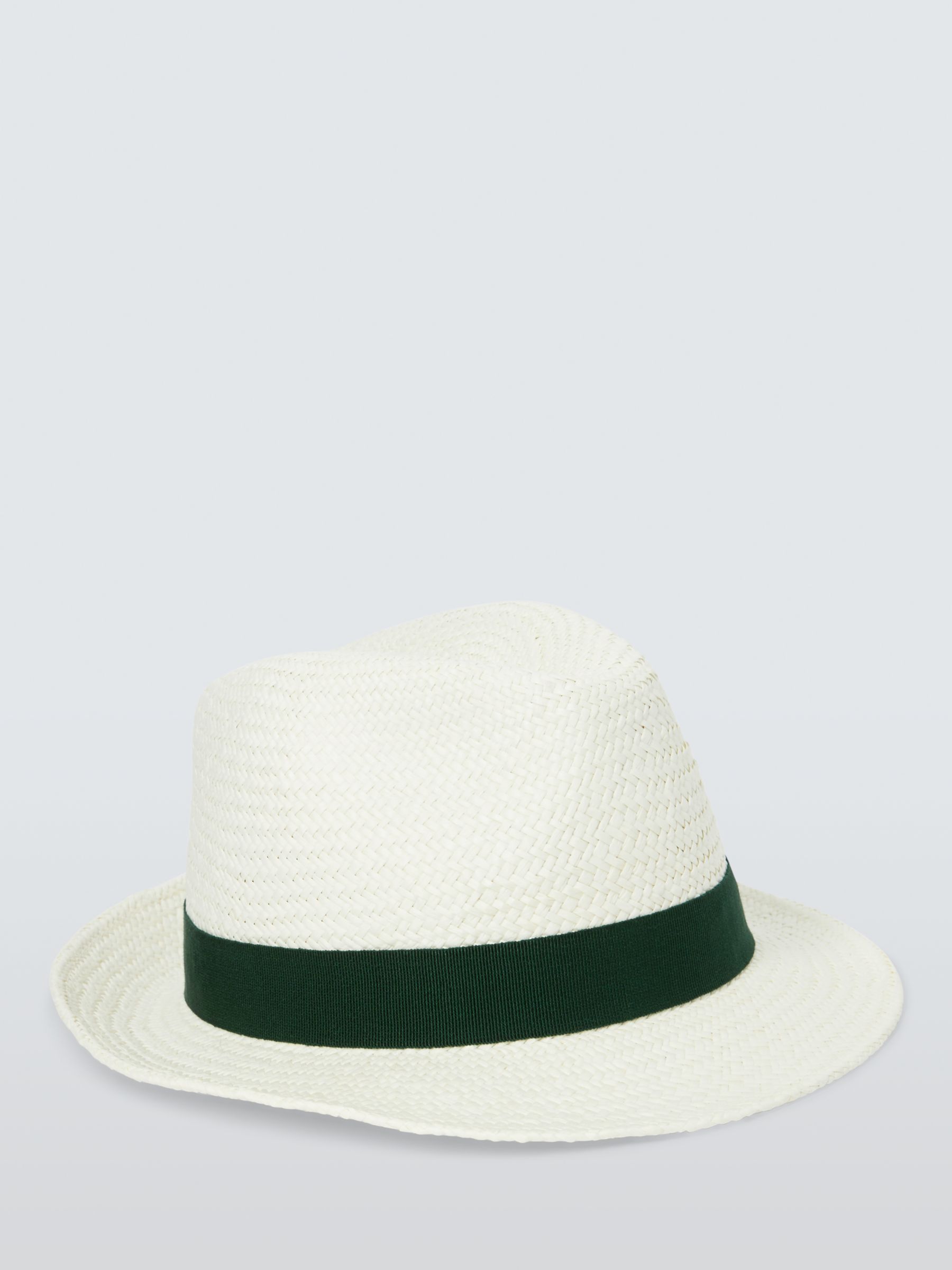 John Lewis Panama Hat, White/Green