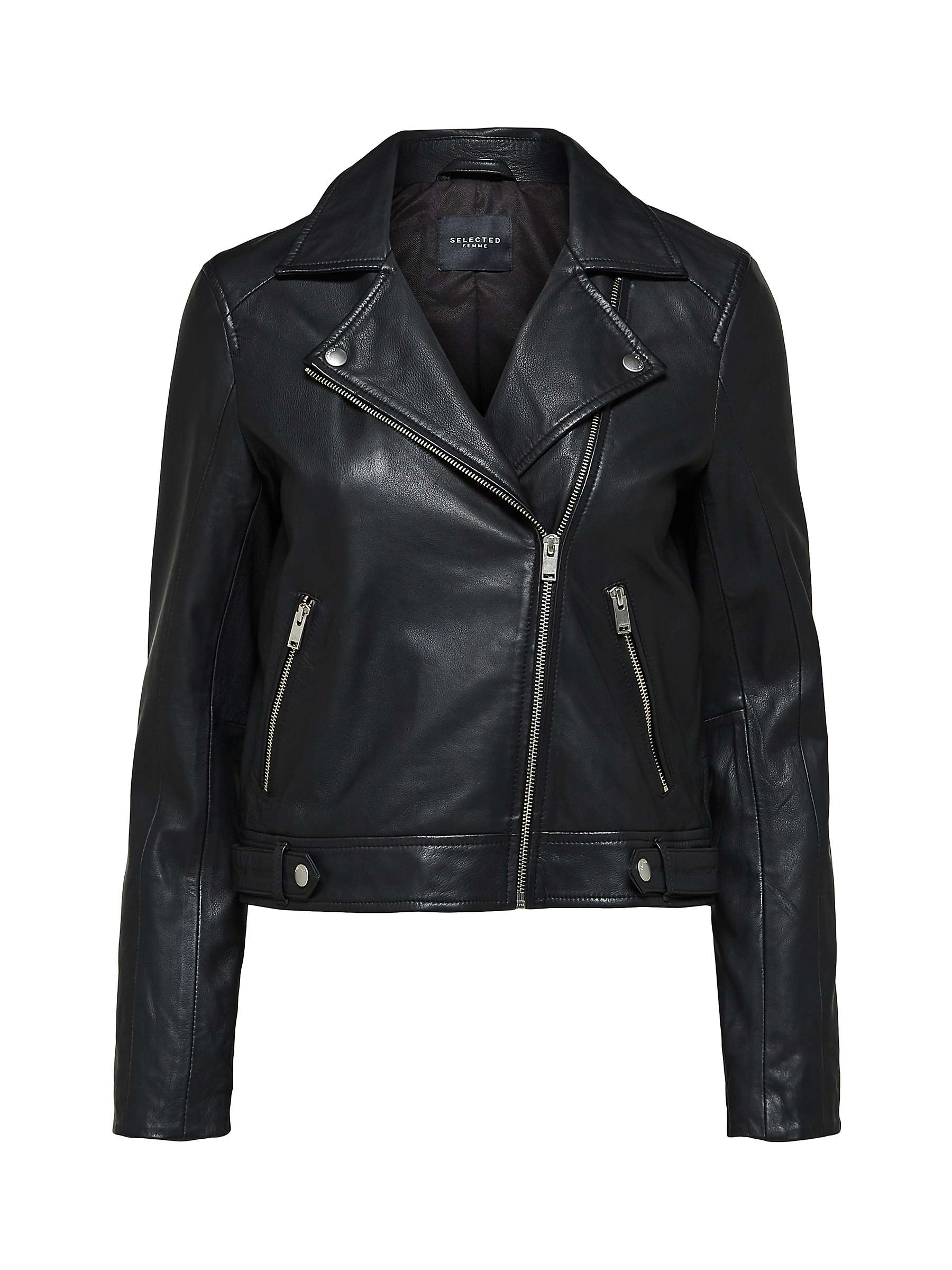 Buy SELECTED FEMME Leather Jacket, Black Online at johnlewis.com