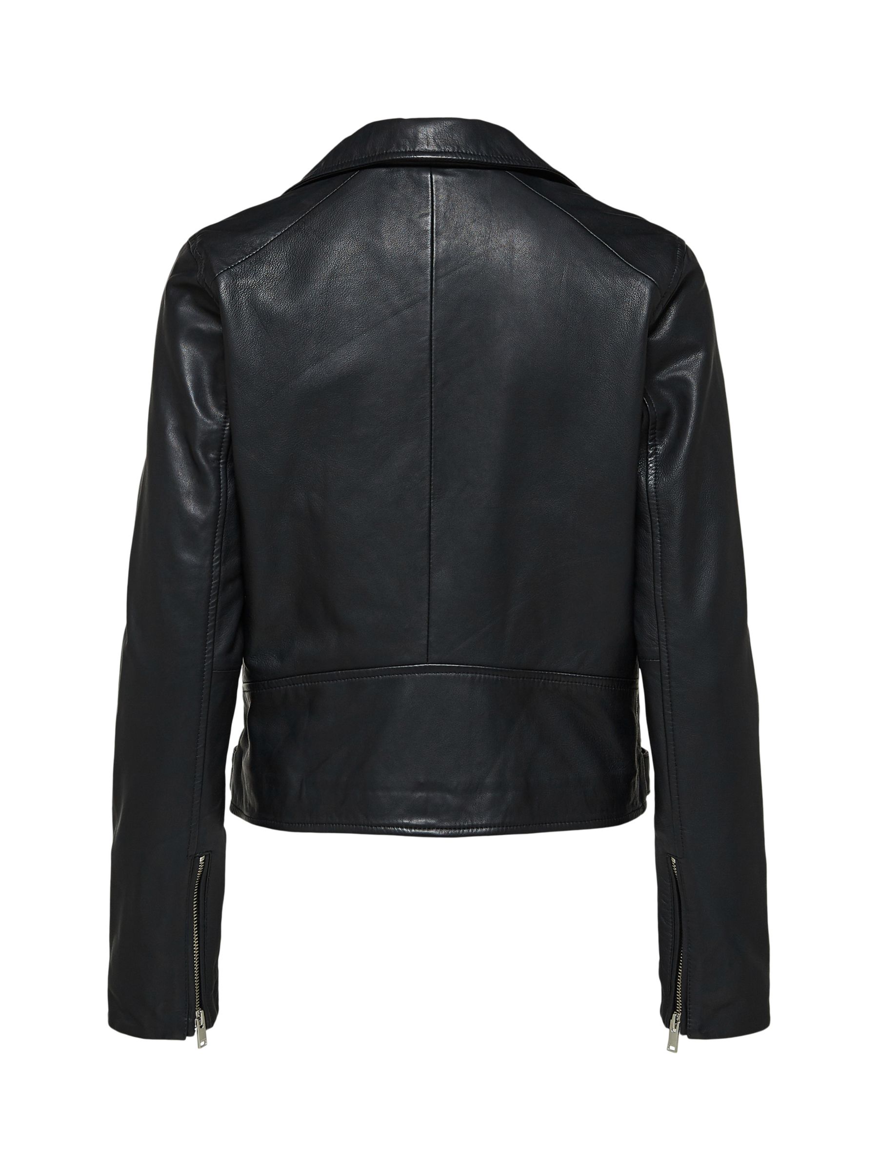SELECTED FEMME Leather Jacket, Black at John Lewis & Partners