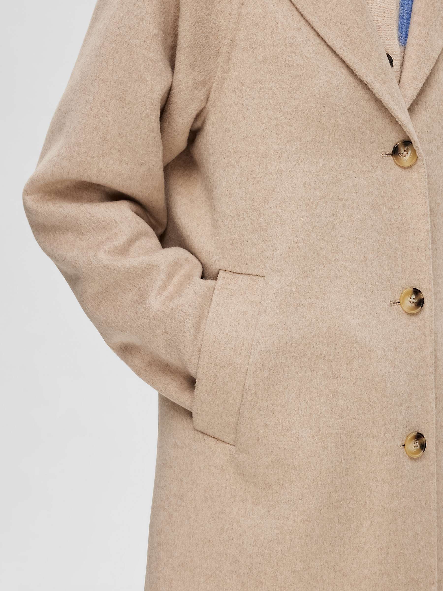 Buy SELECTED FEMME Wool Blend Single Breasted Coat, Natural Online at johnlewis.com