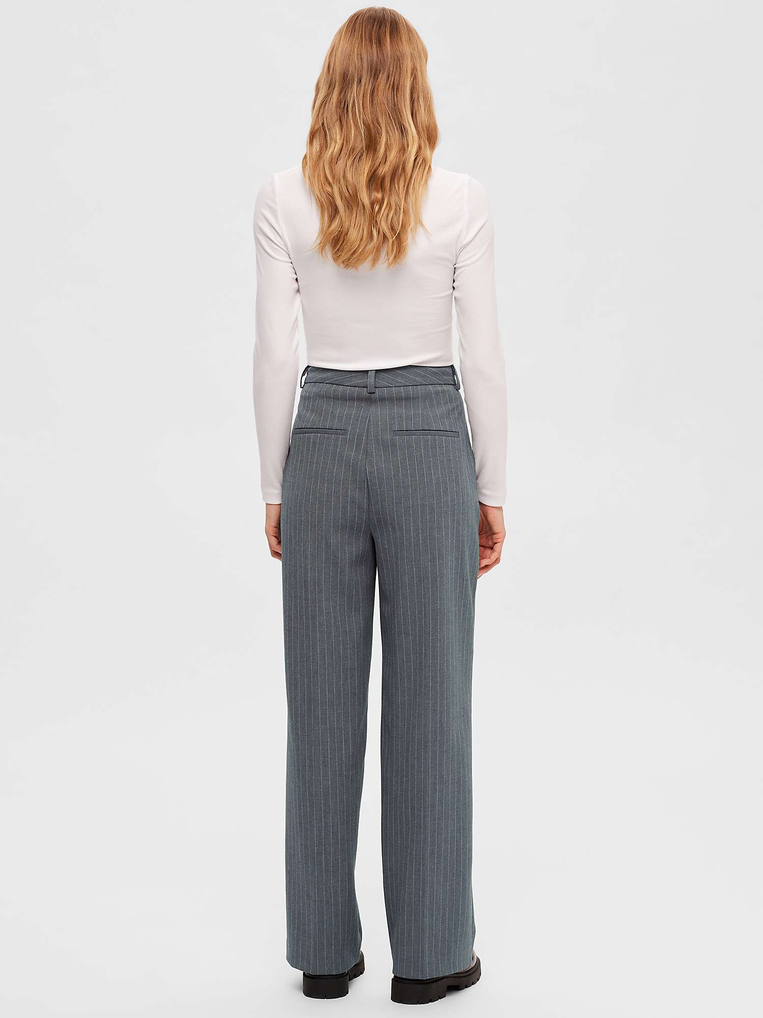 Buy SELECTED FEMME Pinstripe Trousers, Grey Melange Online at johnlewis.com
