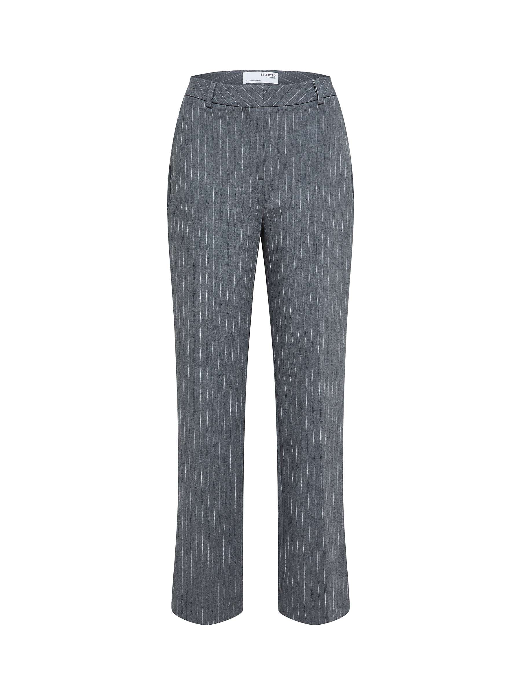 Buy SELECTED FEMME Pinstripe Trousers, Grey Melange Online at johnlewis.com