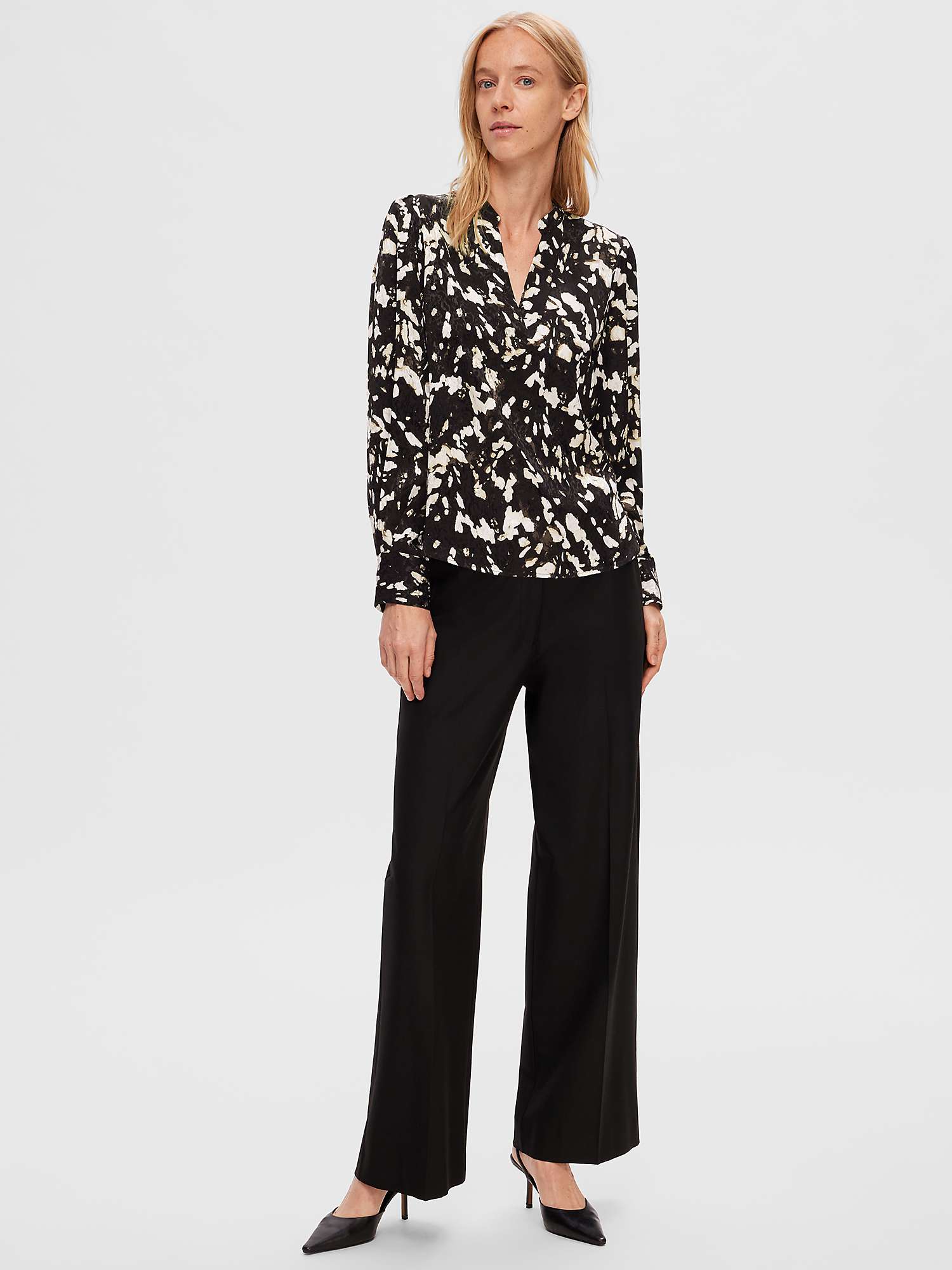 Buy SELECTED FEMME Abstract Print Blouse, Java Online at johnlewis.com