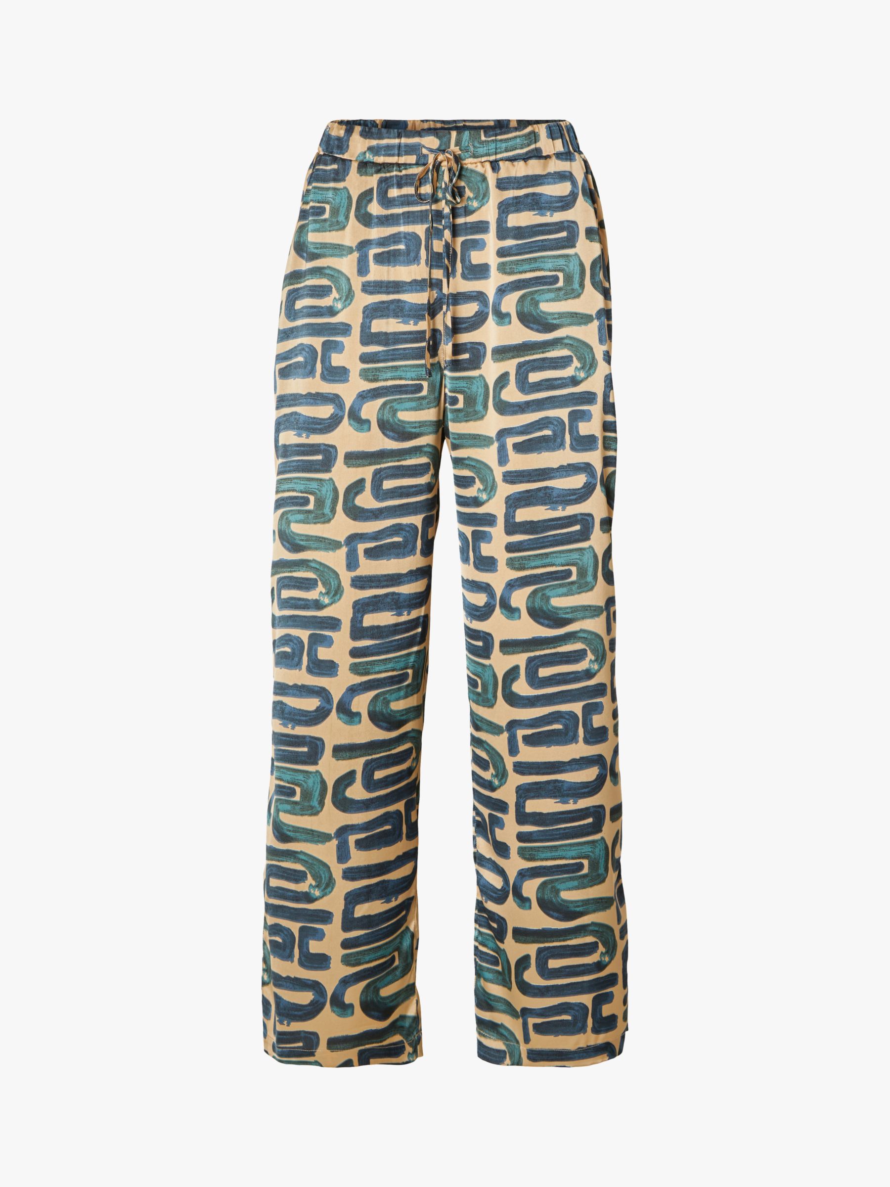 SELECTED FEMME Abstract Print Trousers, Almond Buff at John Lewis & Partners