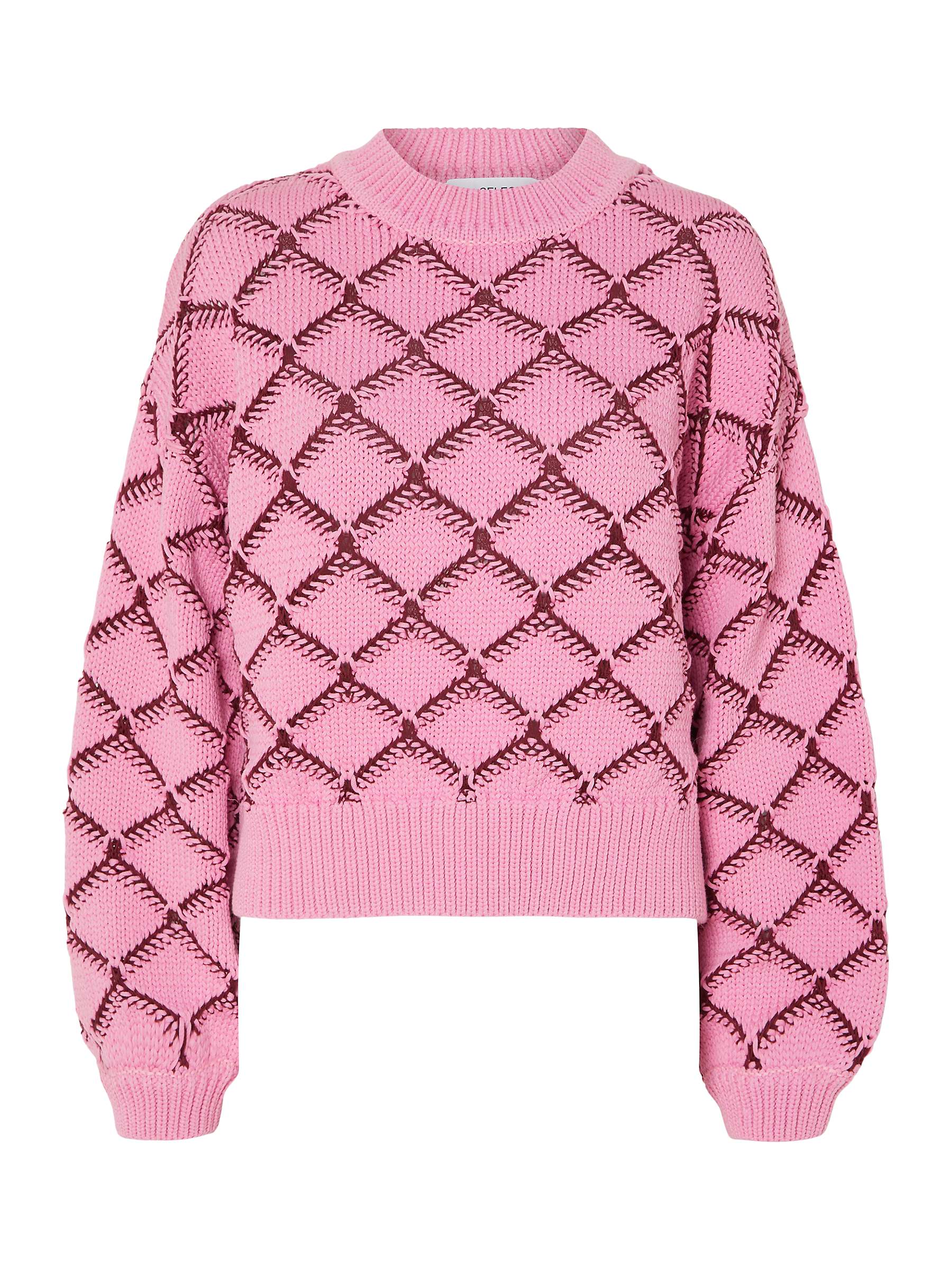 Buy SELECTED FEMME Geometric Knit Jumper, Moonlite Mauve Online at johnlewis.com