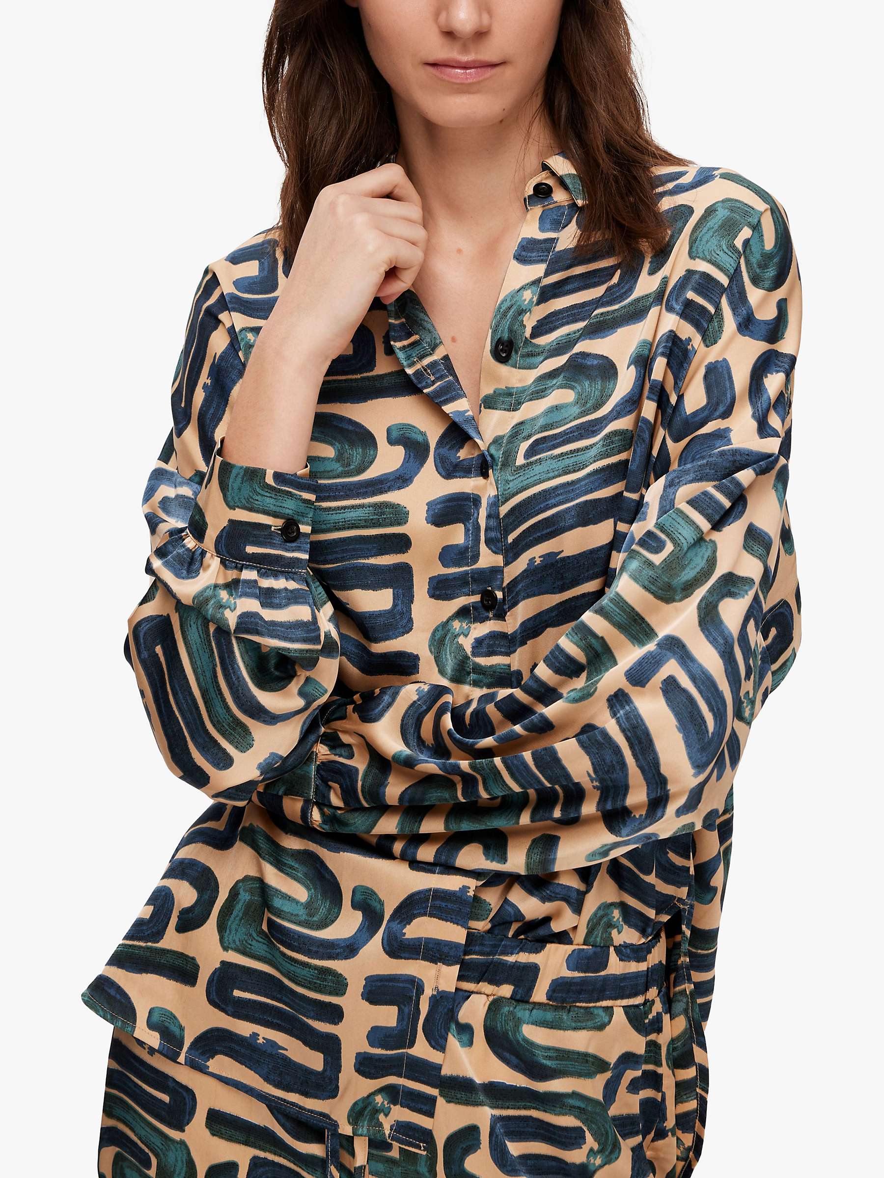 Buy SELECTED FEMME Abstract Print Shirt, Almond Buff Online at johnlewis.com
