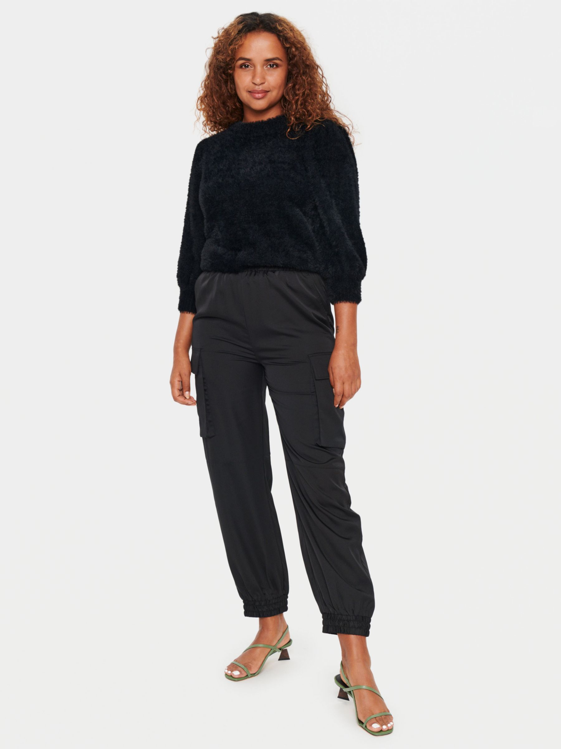 Buy Saint Tropez Bianca Cargo Trousers, Black Online at johnlewis.com