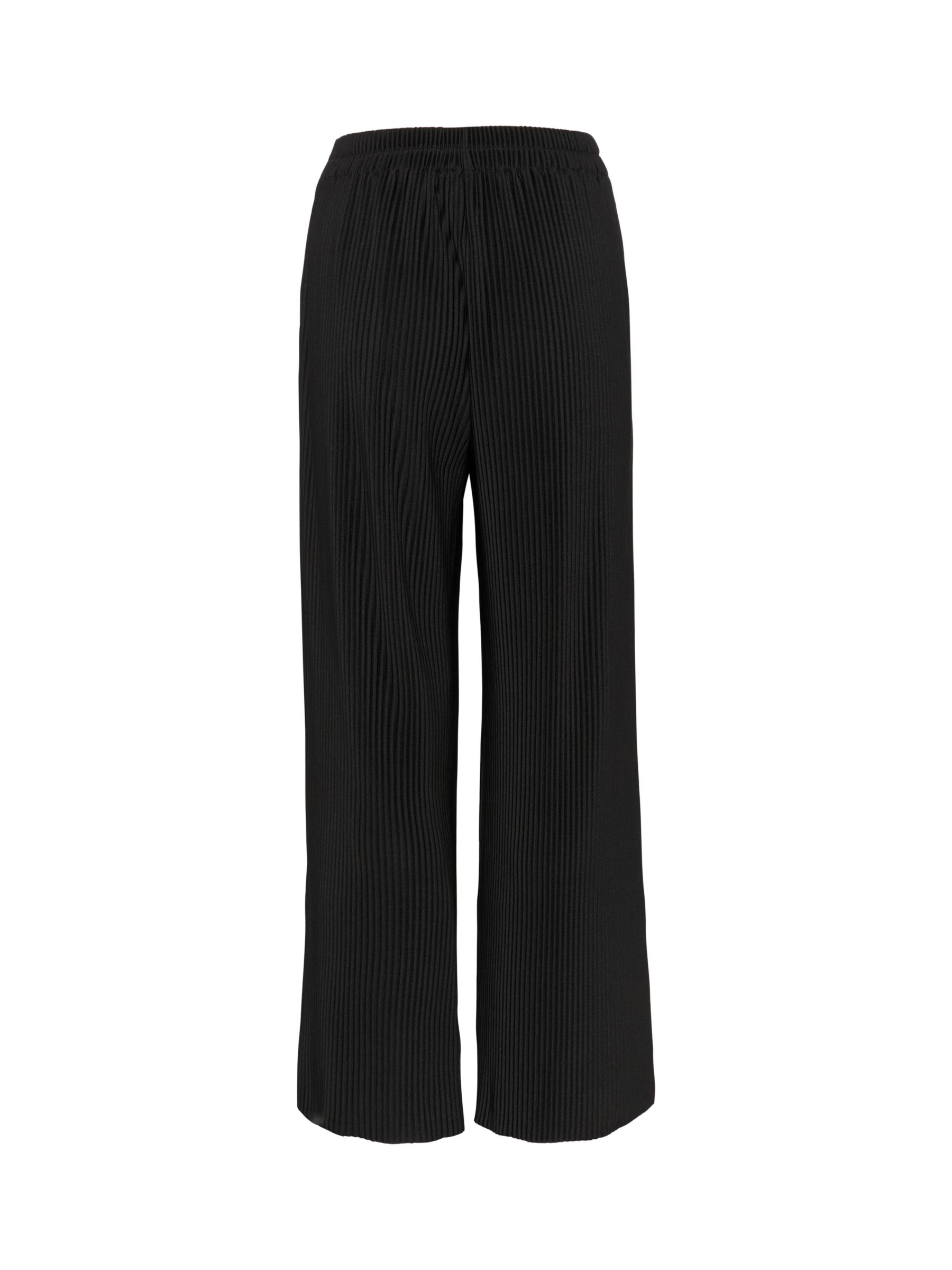 Buy Saint Tropez Bronte Elastic Waist Ribbed Wide Leg Trousers, Black Online at johnlewis.com