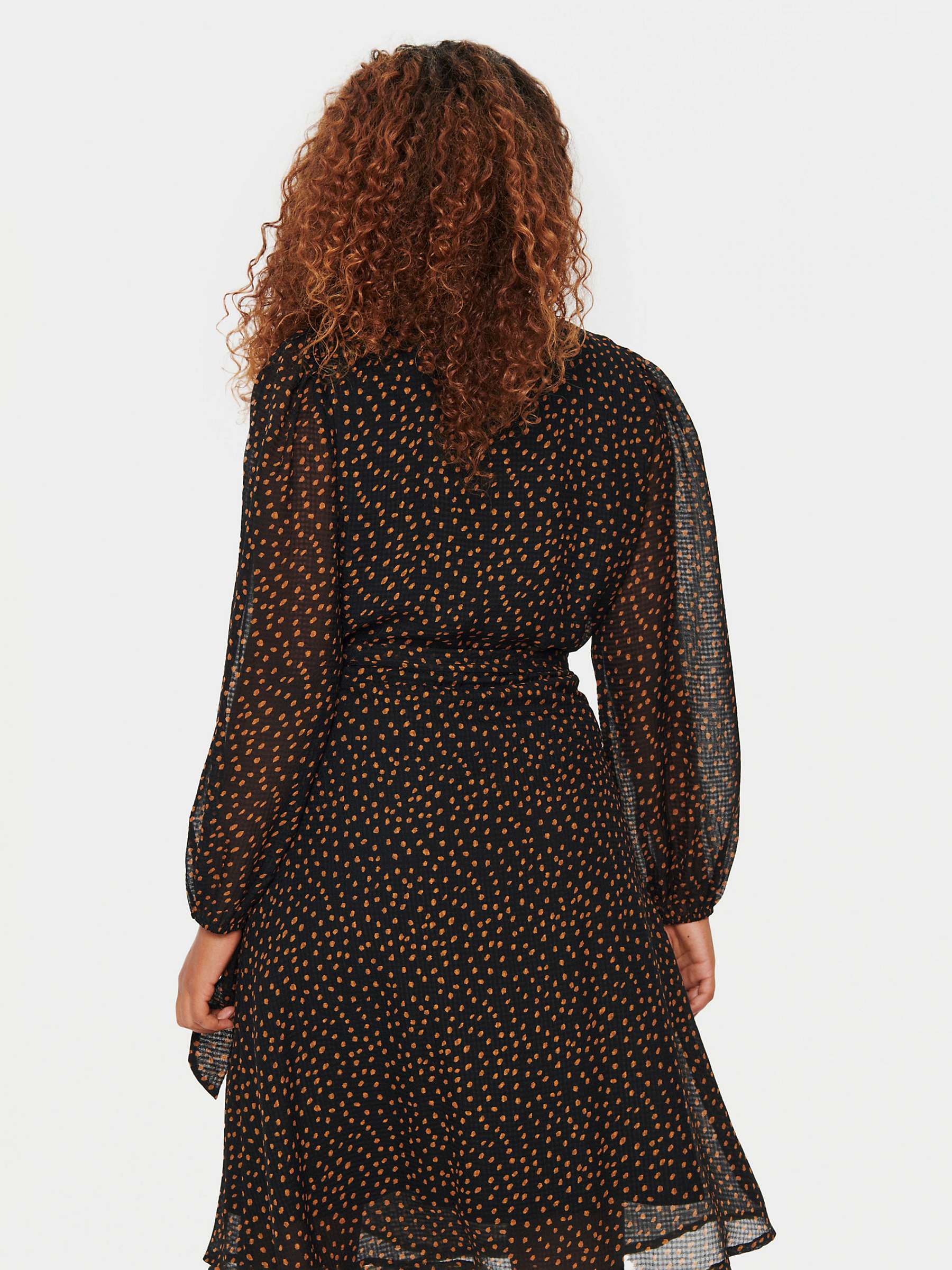 Buy Saint Tropez Lalah Spot Print Chiffon Wrap Dress, Black/Camel Online at johnlewis.com