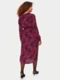 Saint Tropez Blanca Abstract Print Long Sleeve Midi Shirt Dress, Winterberry Brushed