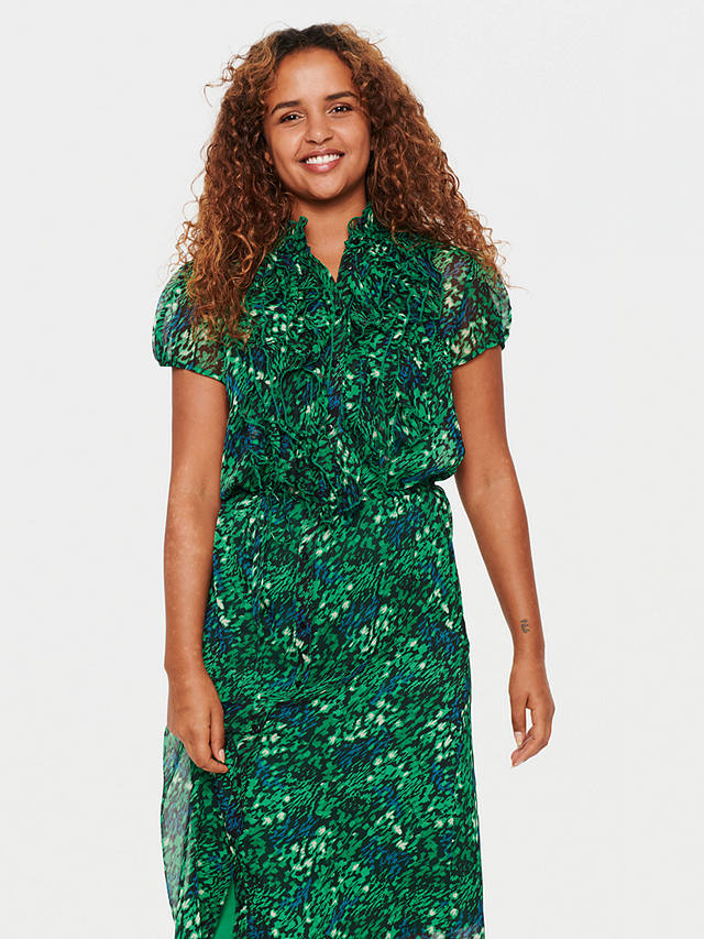 Saint Tropez Lilja Short Sleeve Ruffle Dress, Green