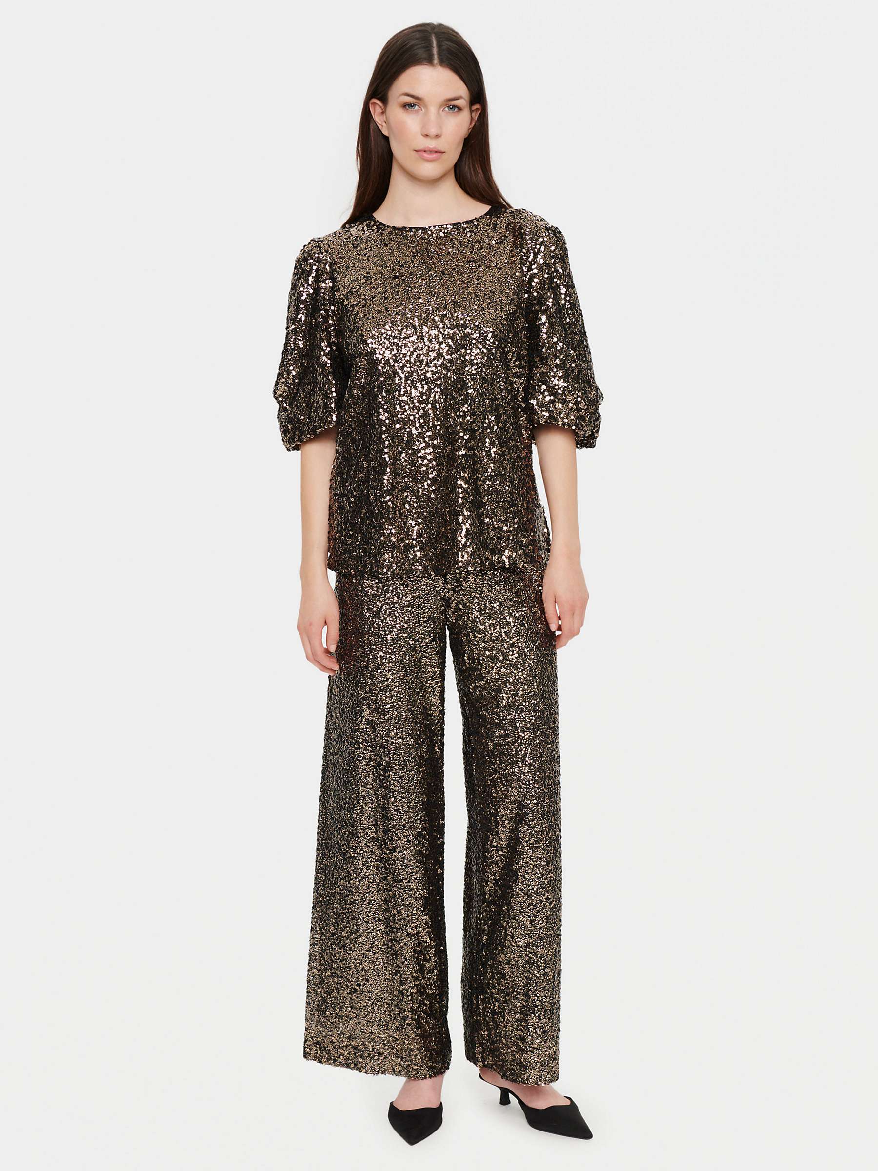 Buy Saint Tropez Bailey Sequin Blouse, Metallic Online at johnlewis.com