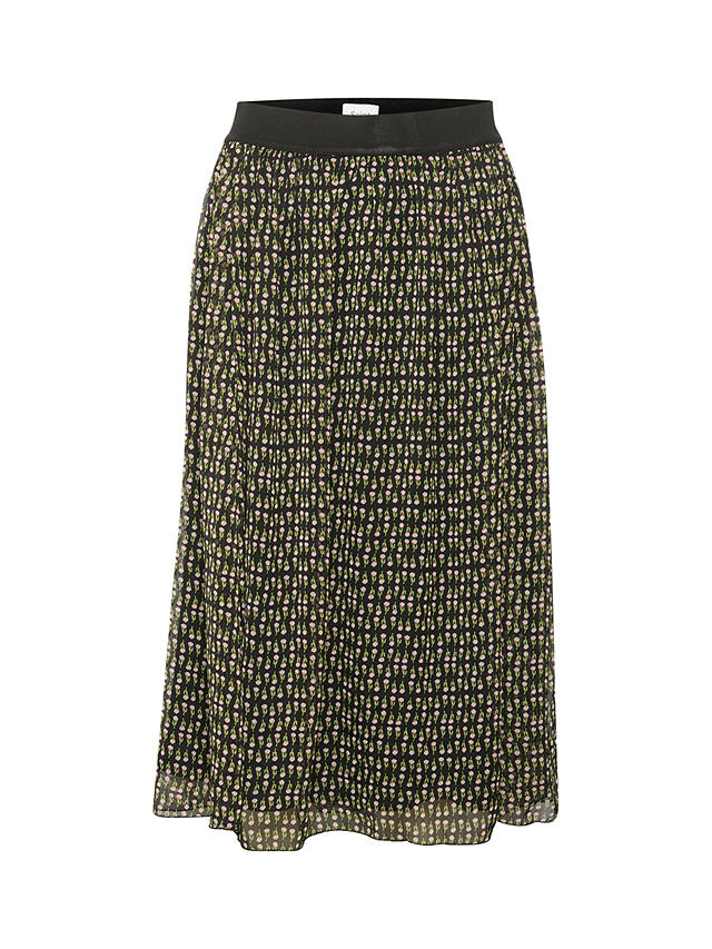 Saint Tropez Toral Line Florals Print Midi Skirt, Black/Multi