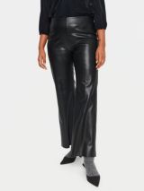 Mint Velvet Pleat Front Faux Leather Trousers, Black, 6R