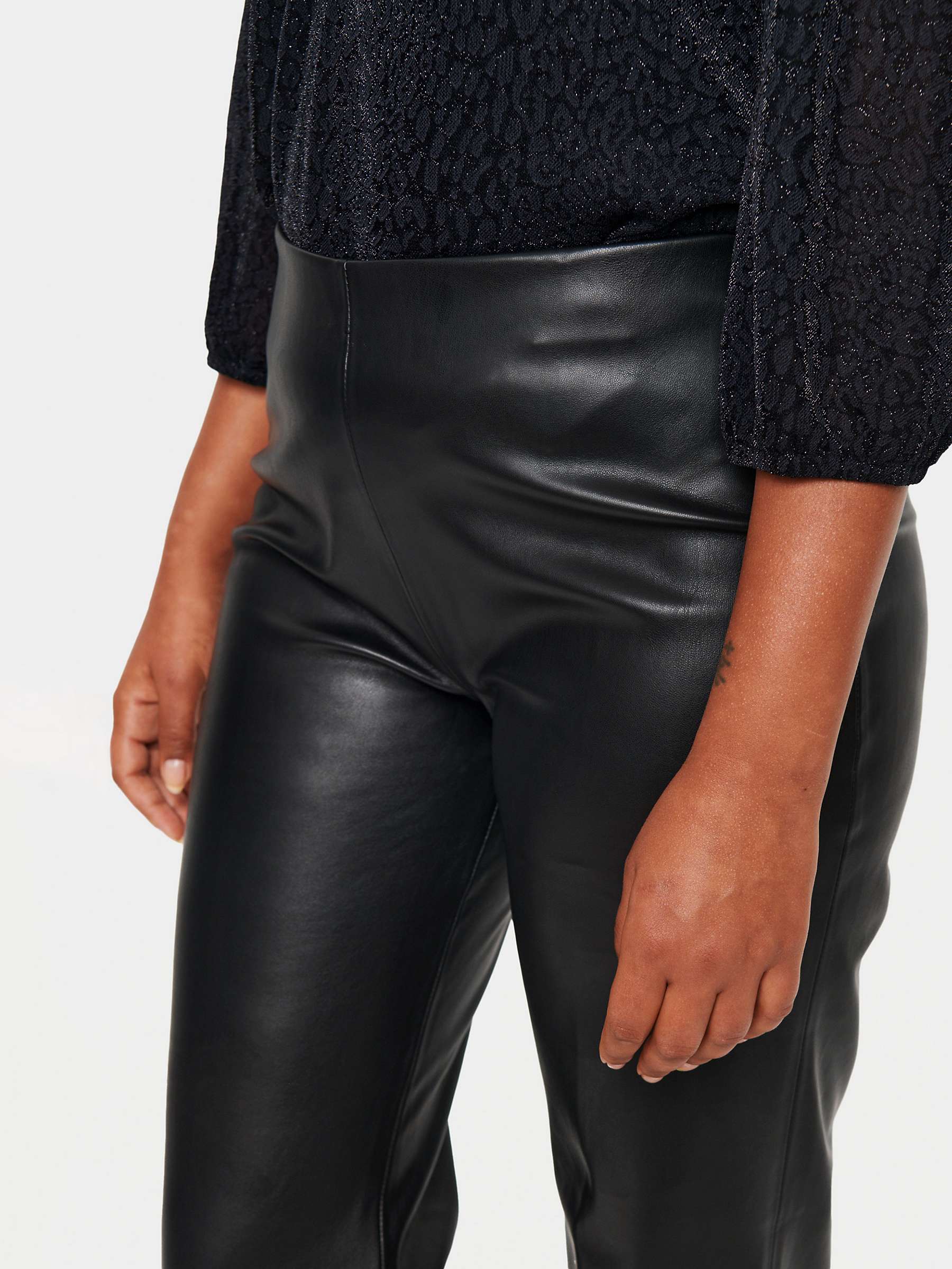 Buy Saint Tropez Dowie Faux Leather Flared Leg Trousers, Black Online at johnlewis.com